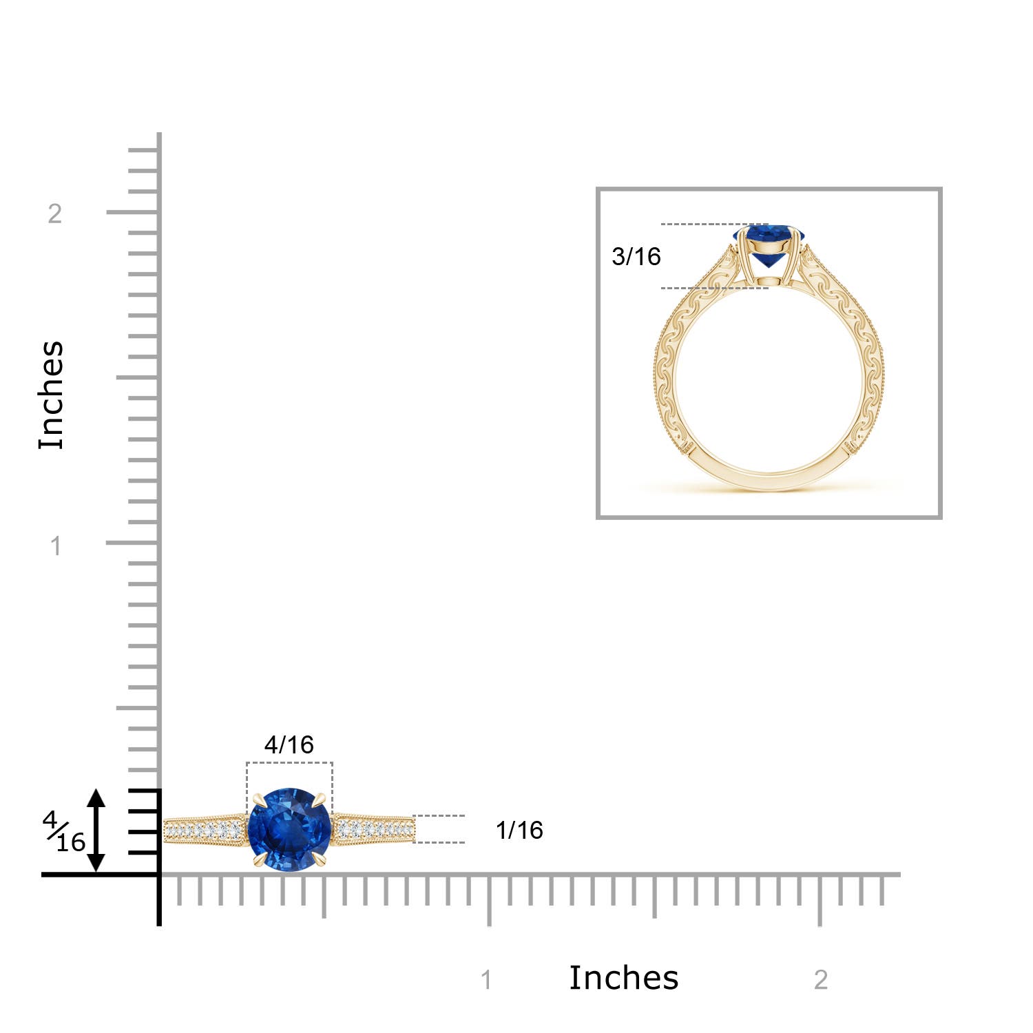 AAA - Blue Sapphire / 1.33 CT / 14 KT Yellow Gold