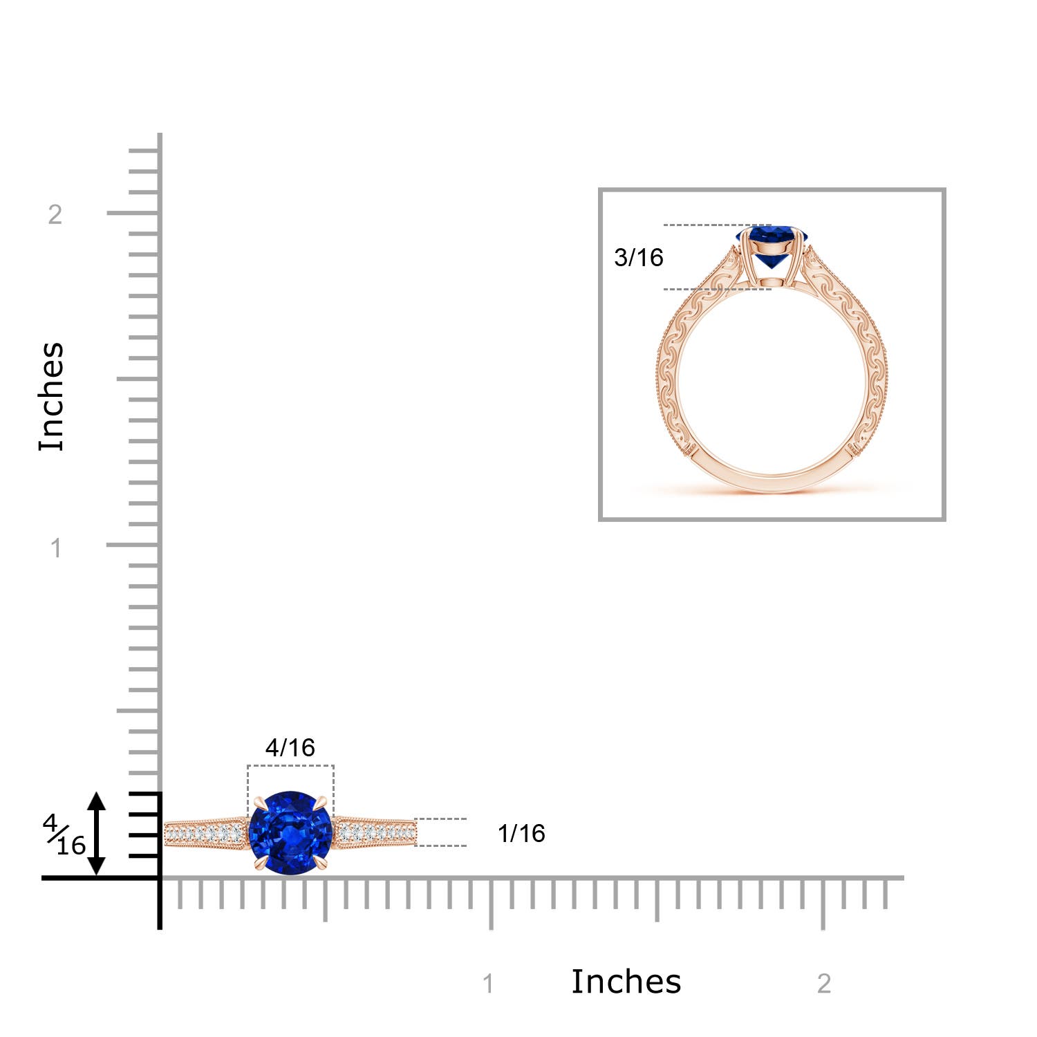 AAAA - Blue Sapphire / 1.33 CT / 14 KT Rose Gold