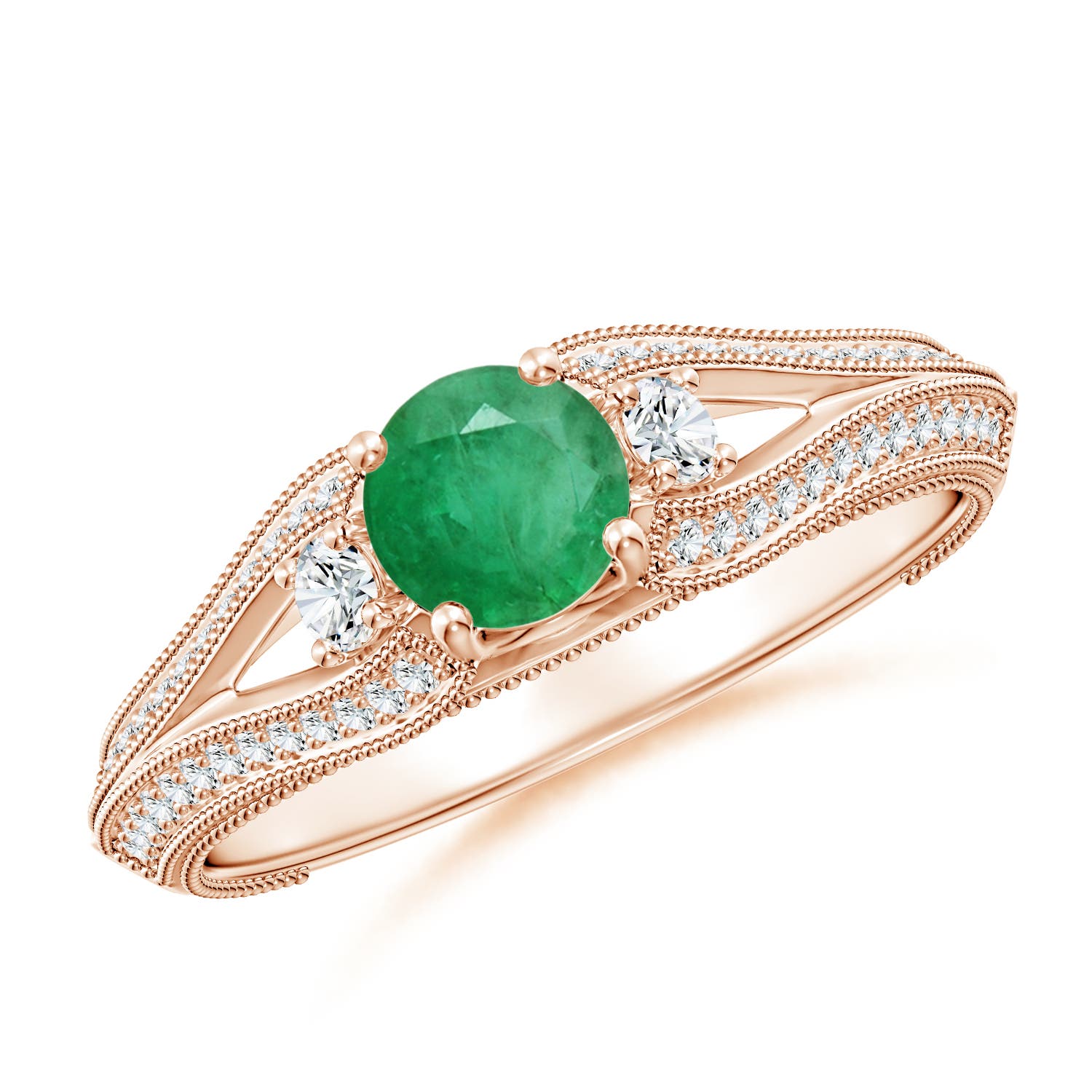 A - Emerald / 0.73 CT / 14 KT Rose Gold