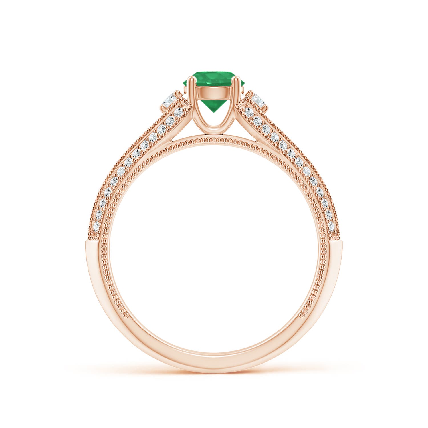 A - Emerald / 0.73 CT / 14 KT Rose Gold