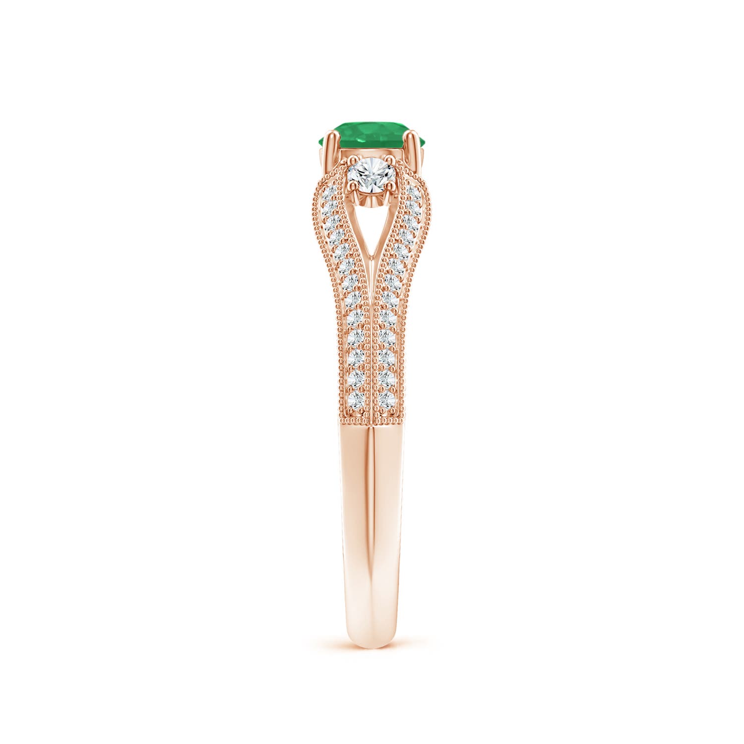 A - Emerald / 0.73 CT / 14 KT Rose Gold