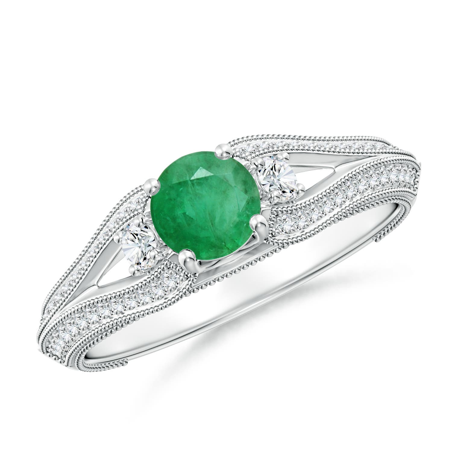 A - Emerald / 0.73 CT / 14 KT White Gold