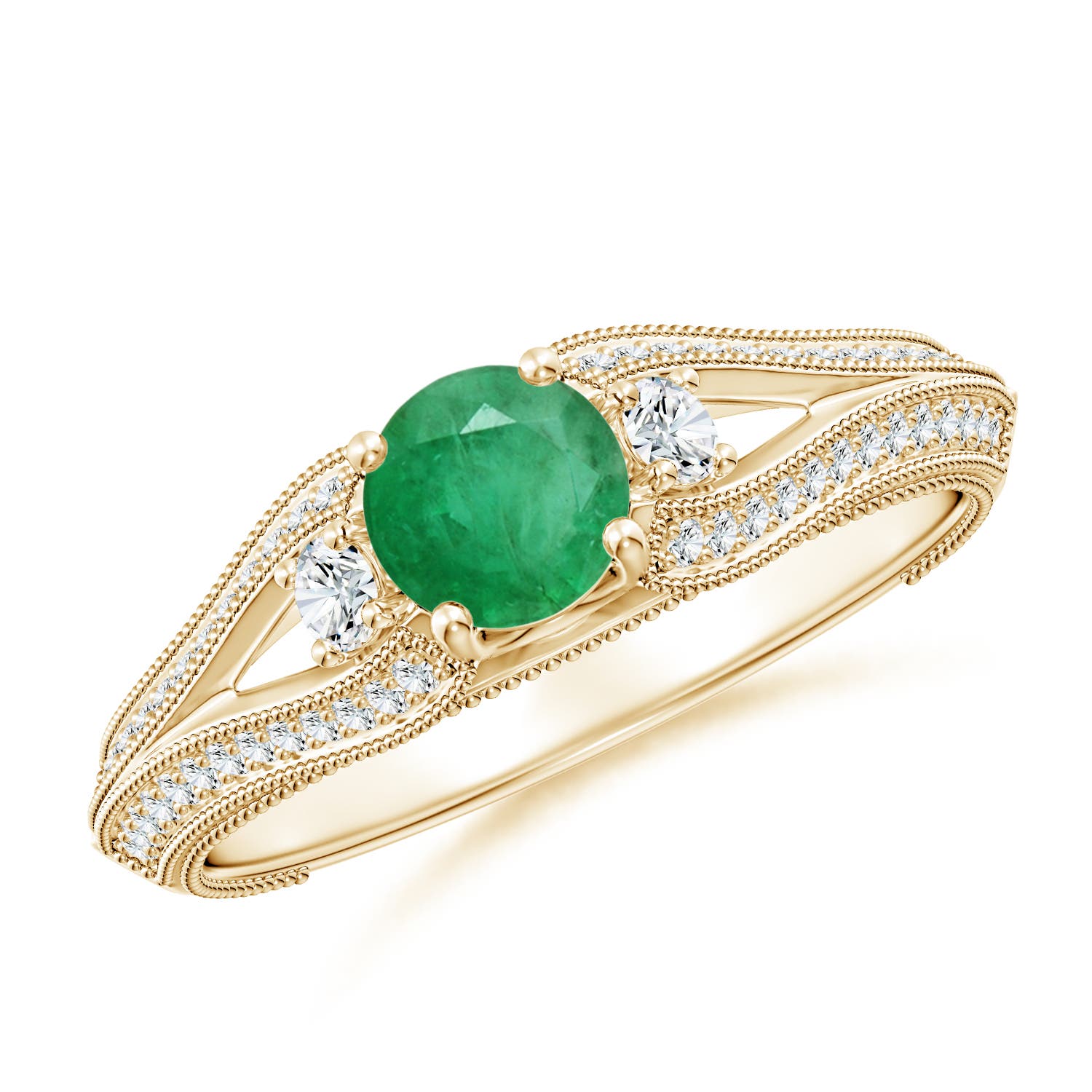 A - Emerald / 0.73 CT / 14 KT Yellow Gold