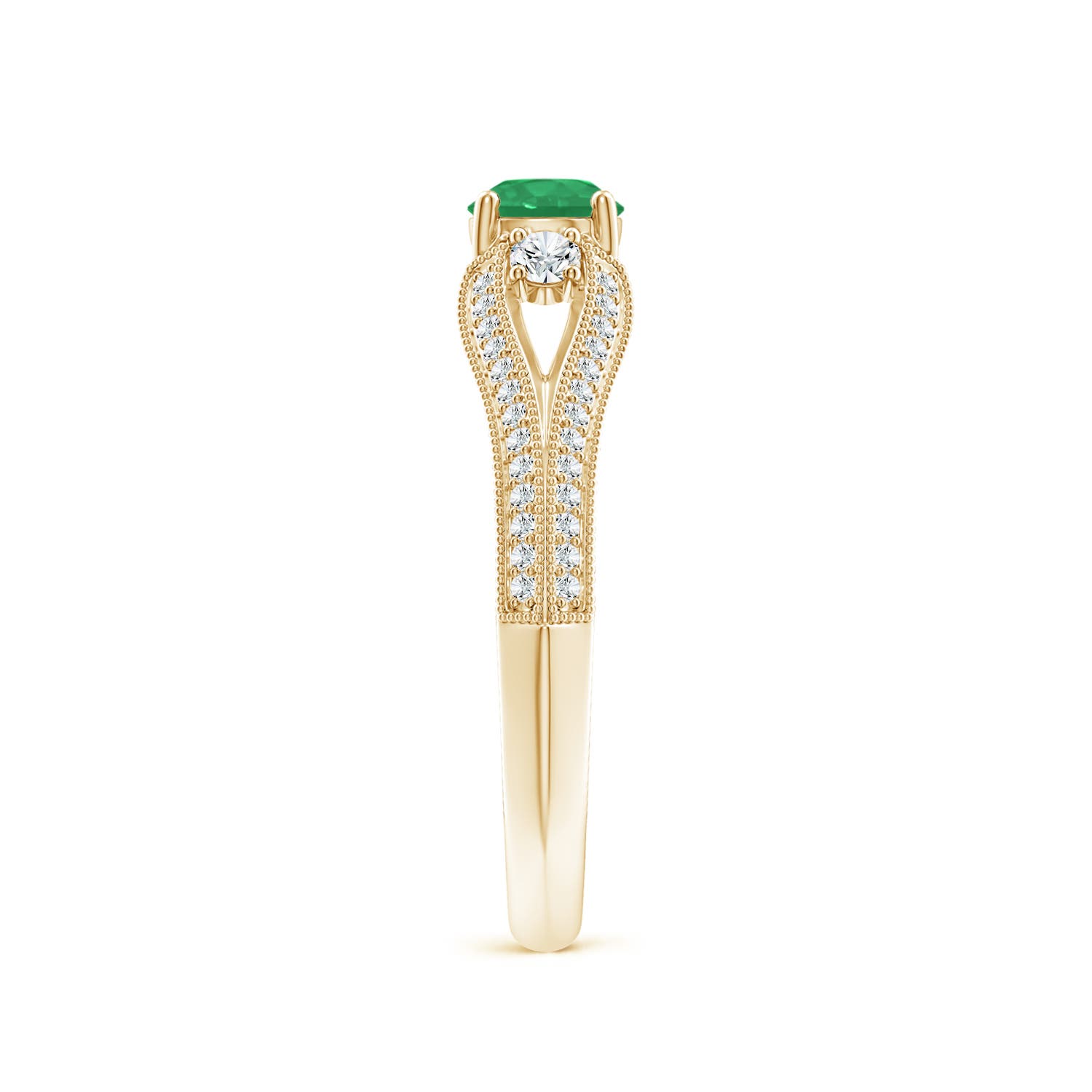 A - Emerald / 0.73 CT / 14 KT Yellow Gold