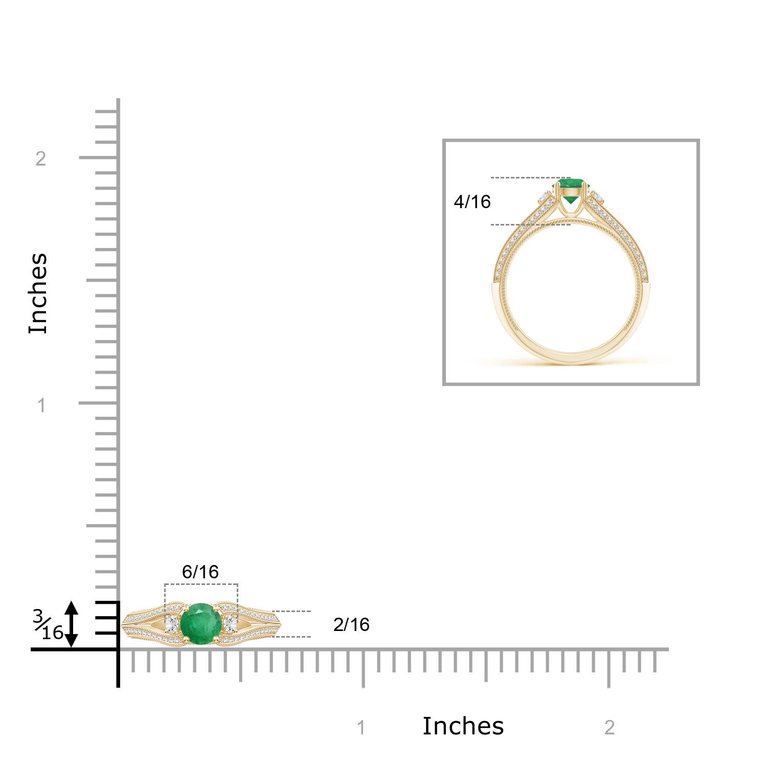 A - Emerald / 0.73 CT / 14 KT Yellow Gold