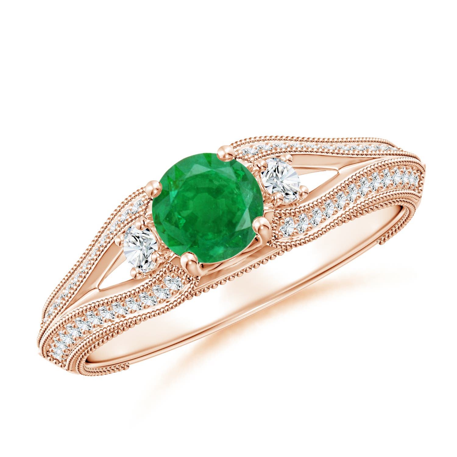 AA - Emerald / 0.73 CT / 14 KT Rose Gold