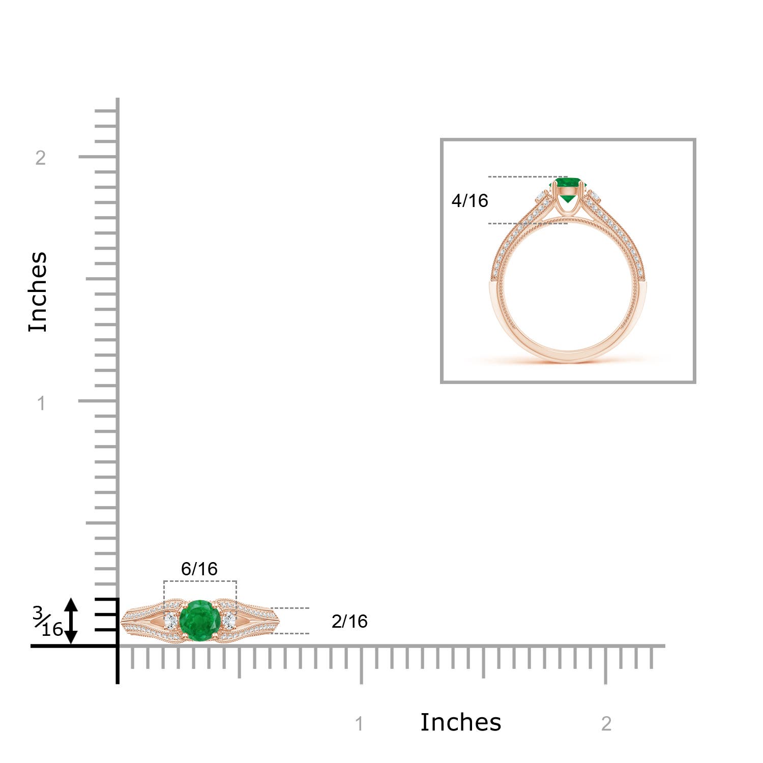 AA - Emerald / 0.73 CT / 14 KT Rose Gold