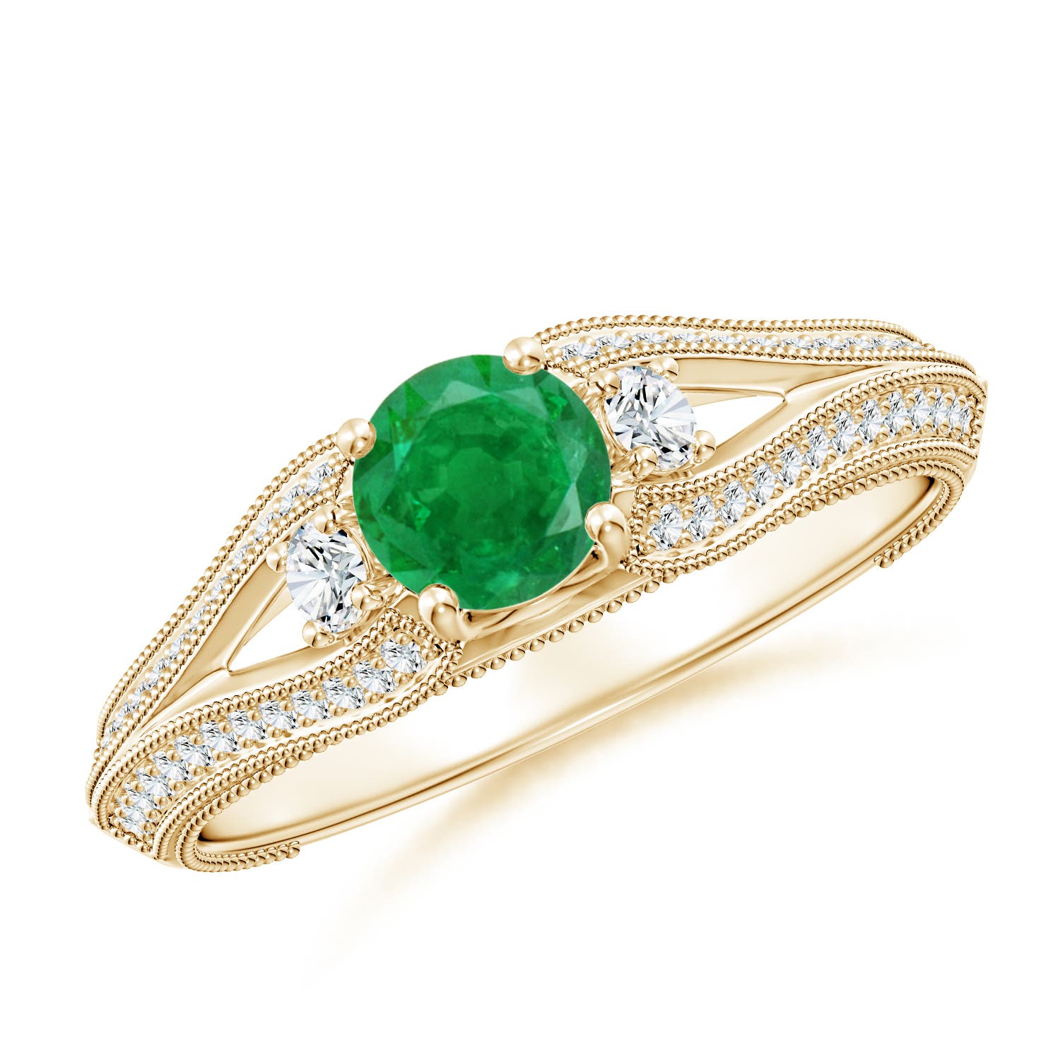 AA - Emerald / 0.73 CT / 14 KT Yellow Gold