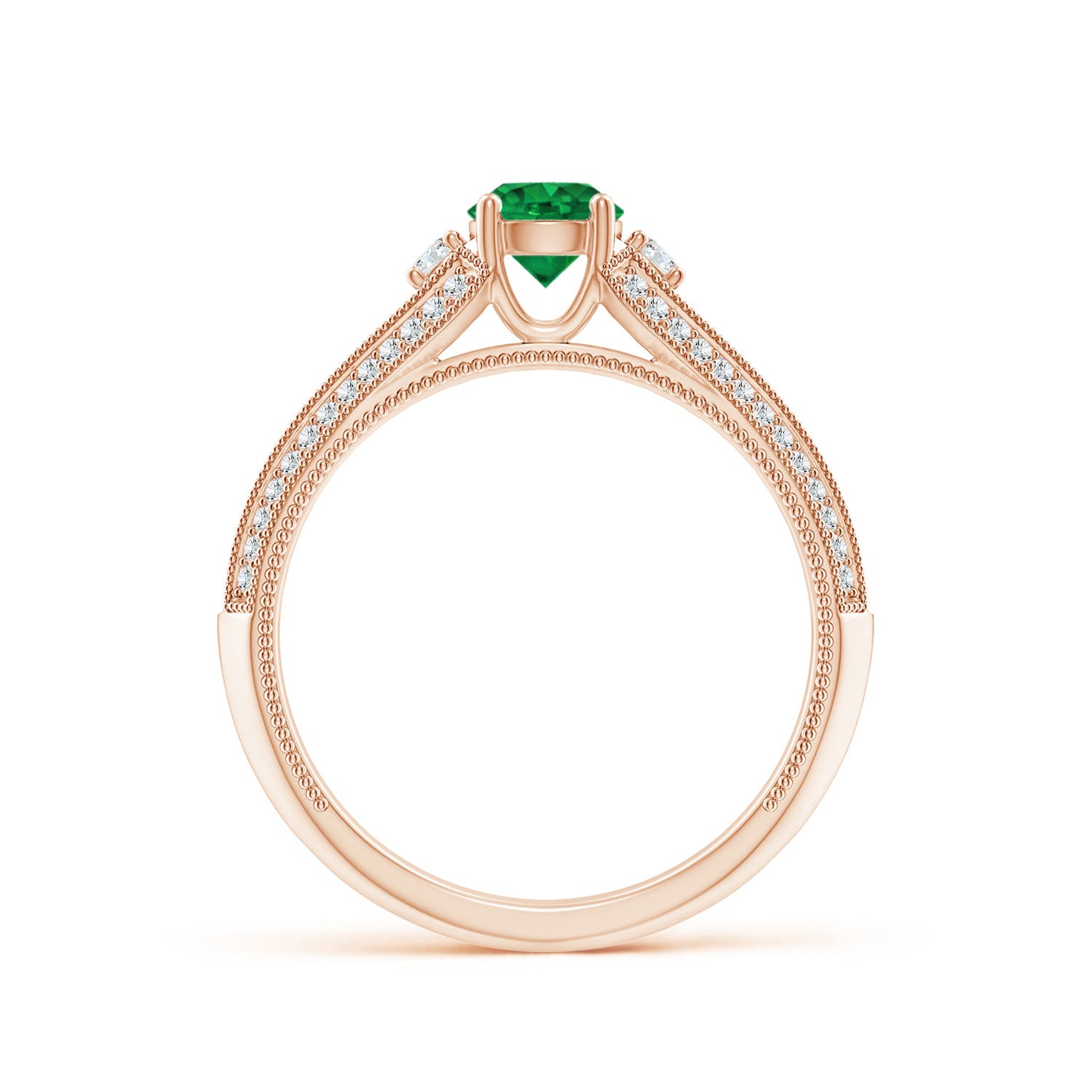 AAA - Emerald / 0.73 CT / 14 KT Rose Gold