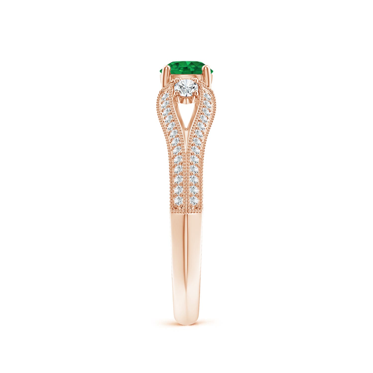 AAA - Emerald / 0.73 CT / 14 KT Rose Gold