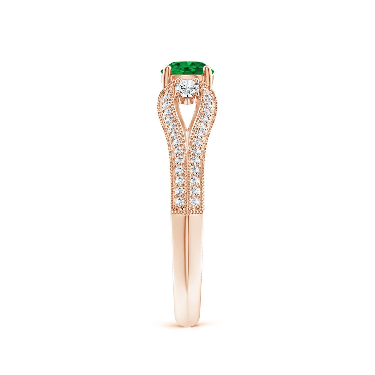 AAAA - Emerald / 0.73 CT / 14 KT Rose Gold