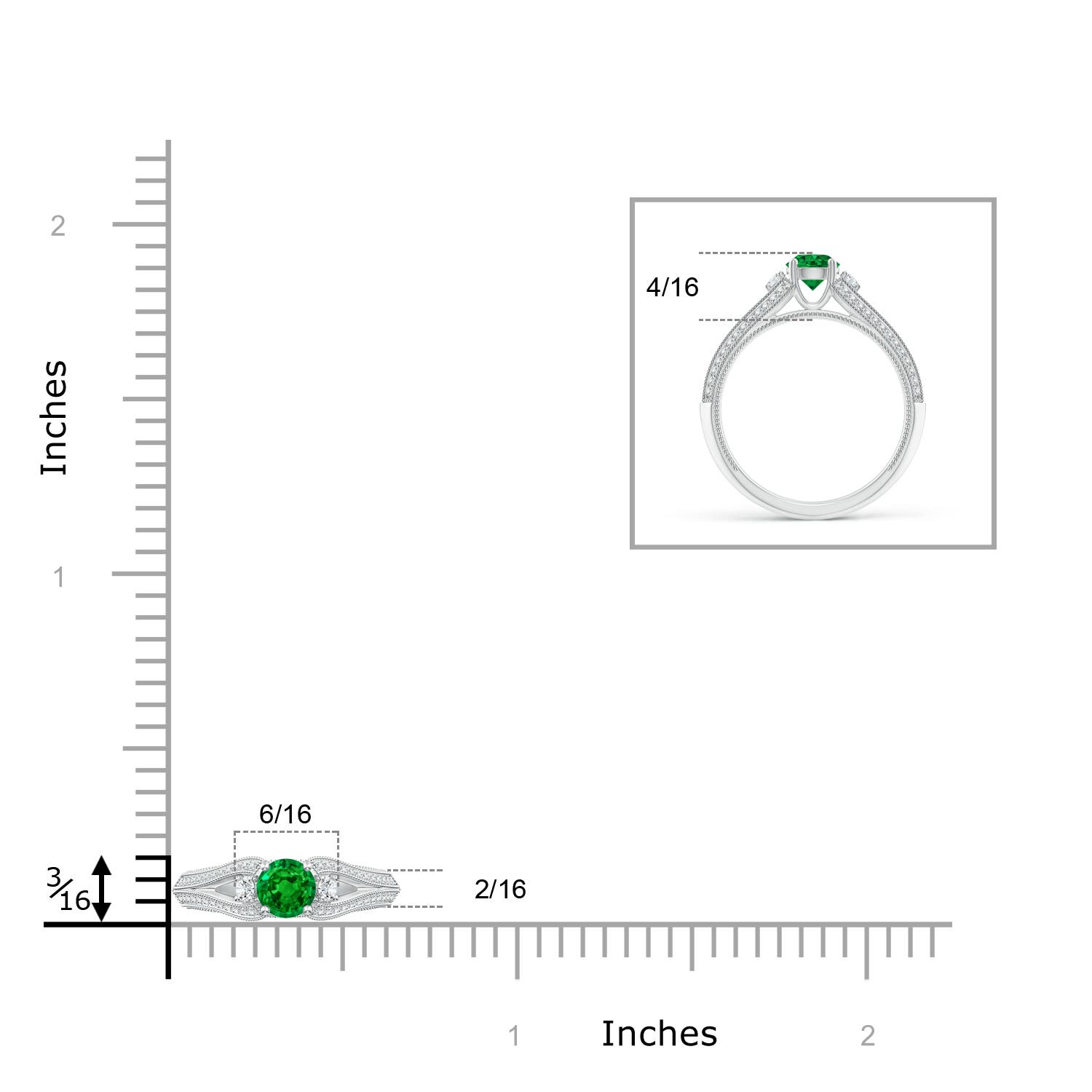 AAAA - Emerald / 0.73 CT / 14 KT White Gold