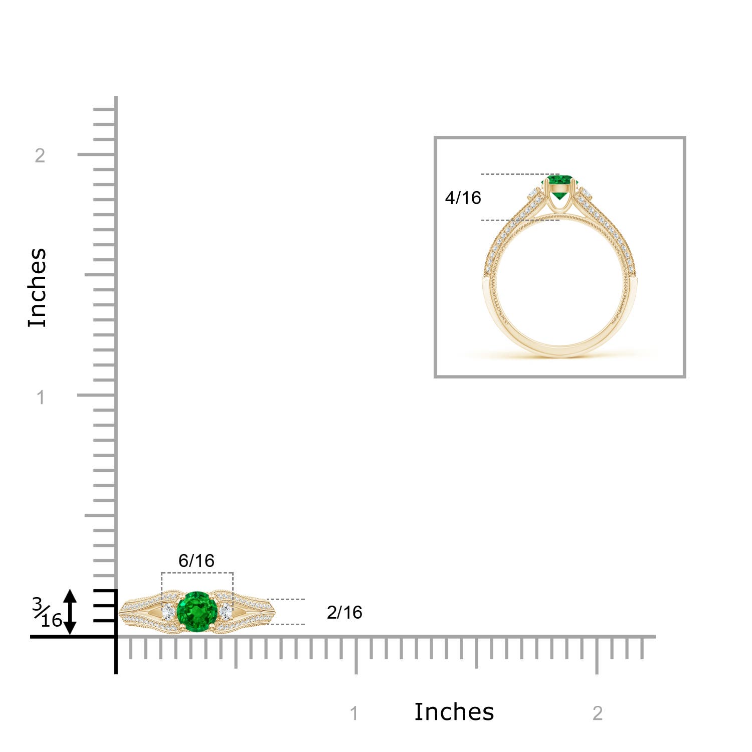 AAAA - Emerald / 0.73 CT / 14 KT Yellow Gold