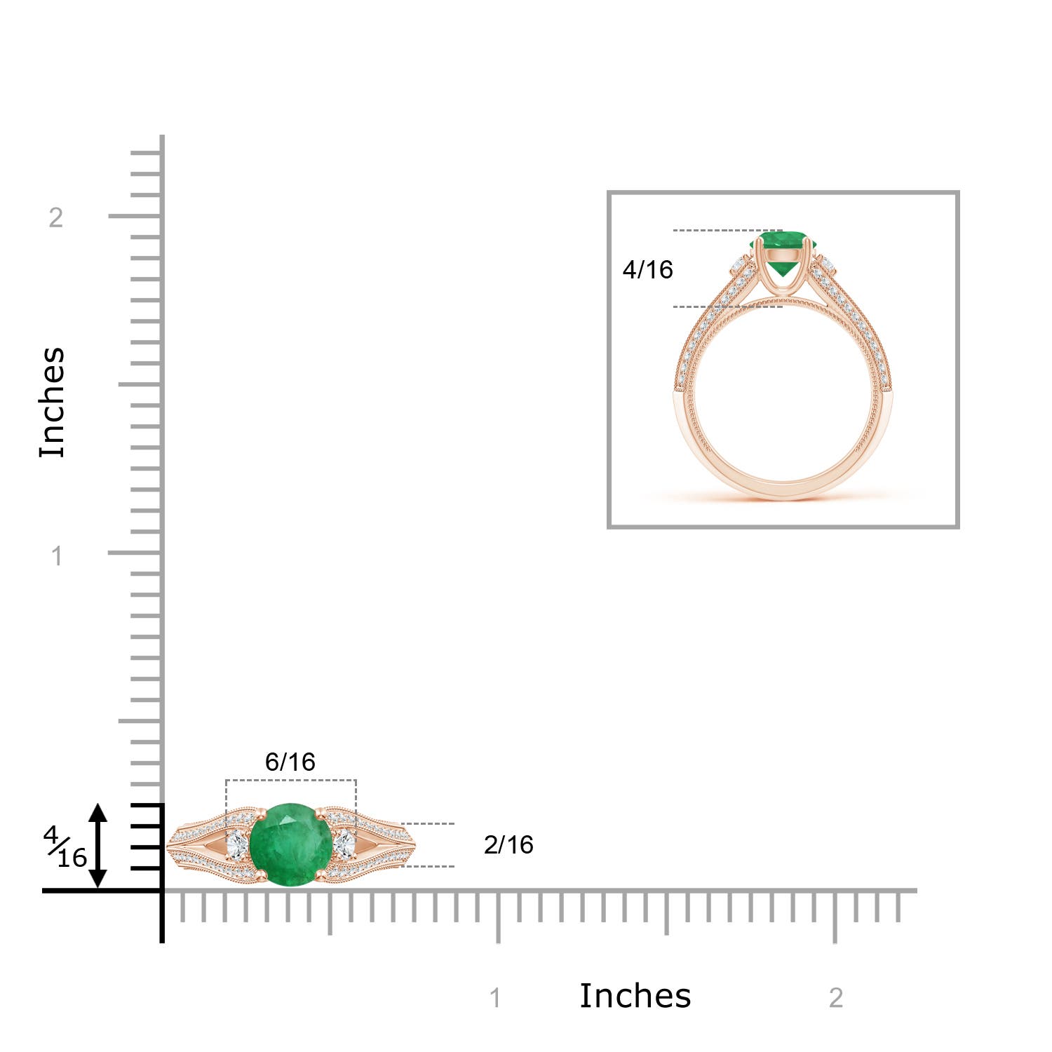 A - Emerald / 1.33 CT / 14 KT Rose Gold