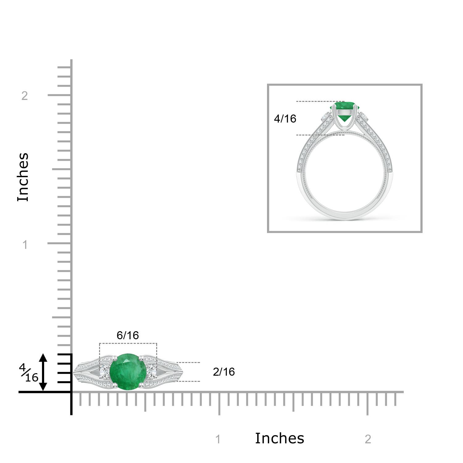 A - Emerald / 1.33 CT / 14 KT White Gold