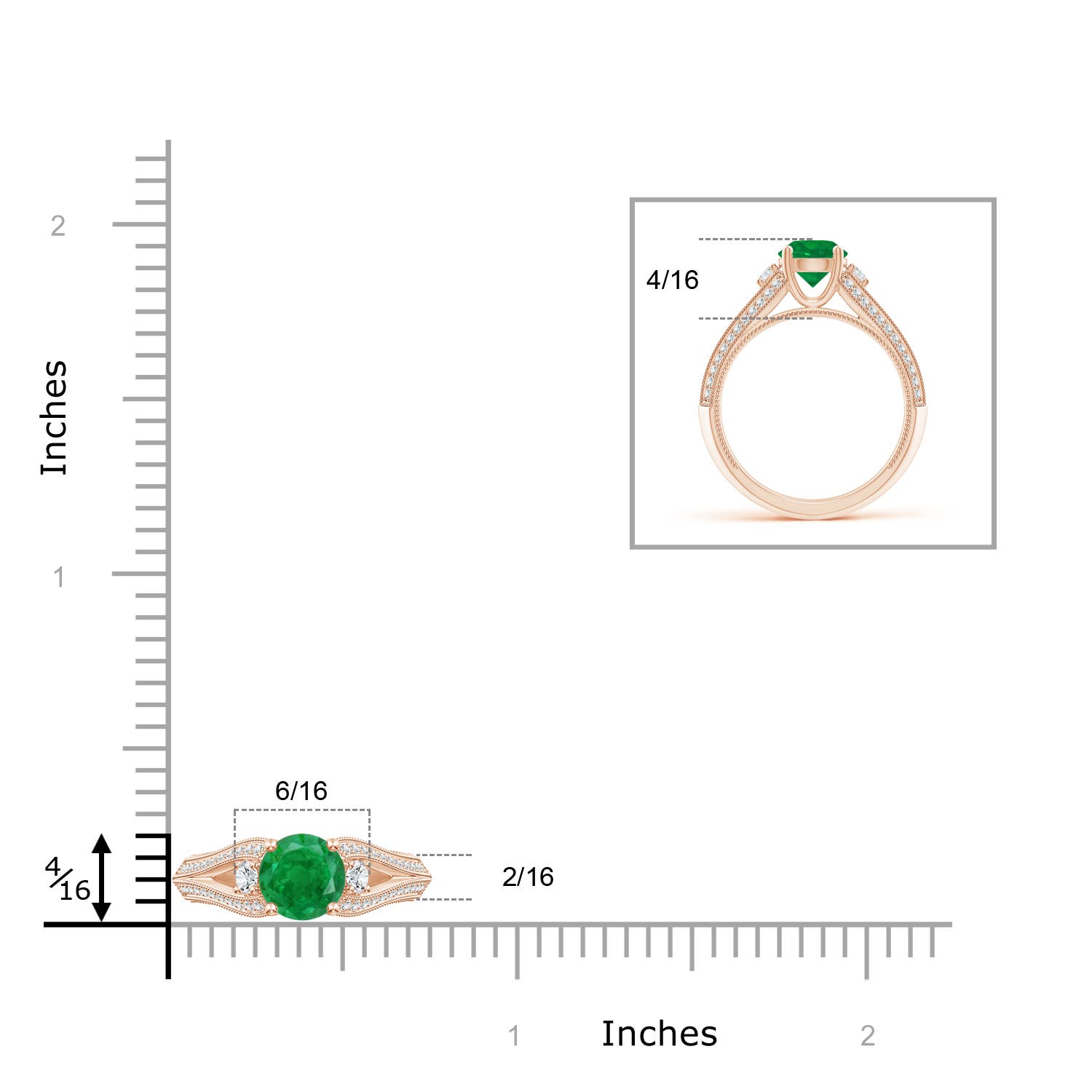 AA - Emerald / 1.33 CT / 14 KT Rose Gold