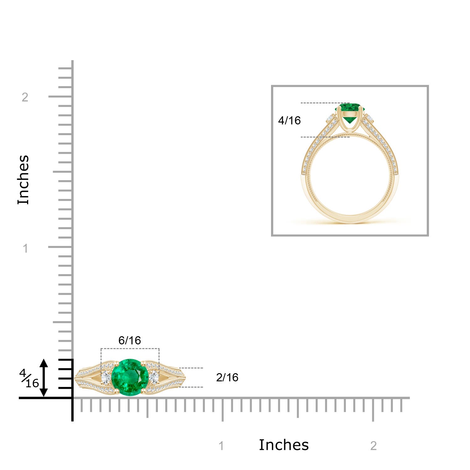 AAA - Emerald / 1.33 CT / 14 KT Yellow Gold