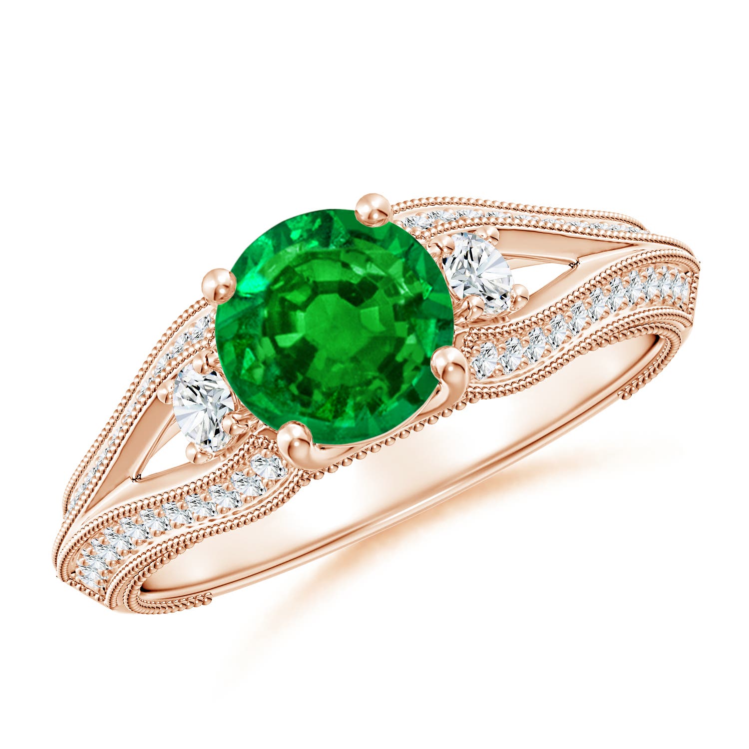 AAAA - Emerald / 1.33 CT / 14 KT Rose Gold