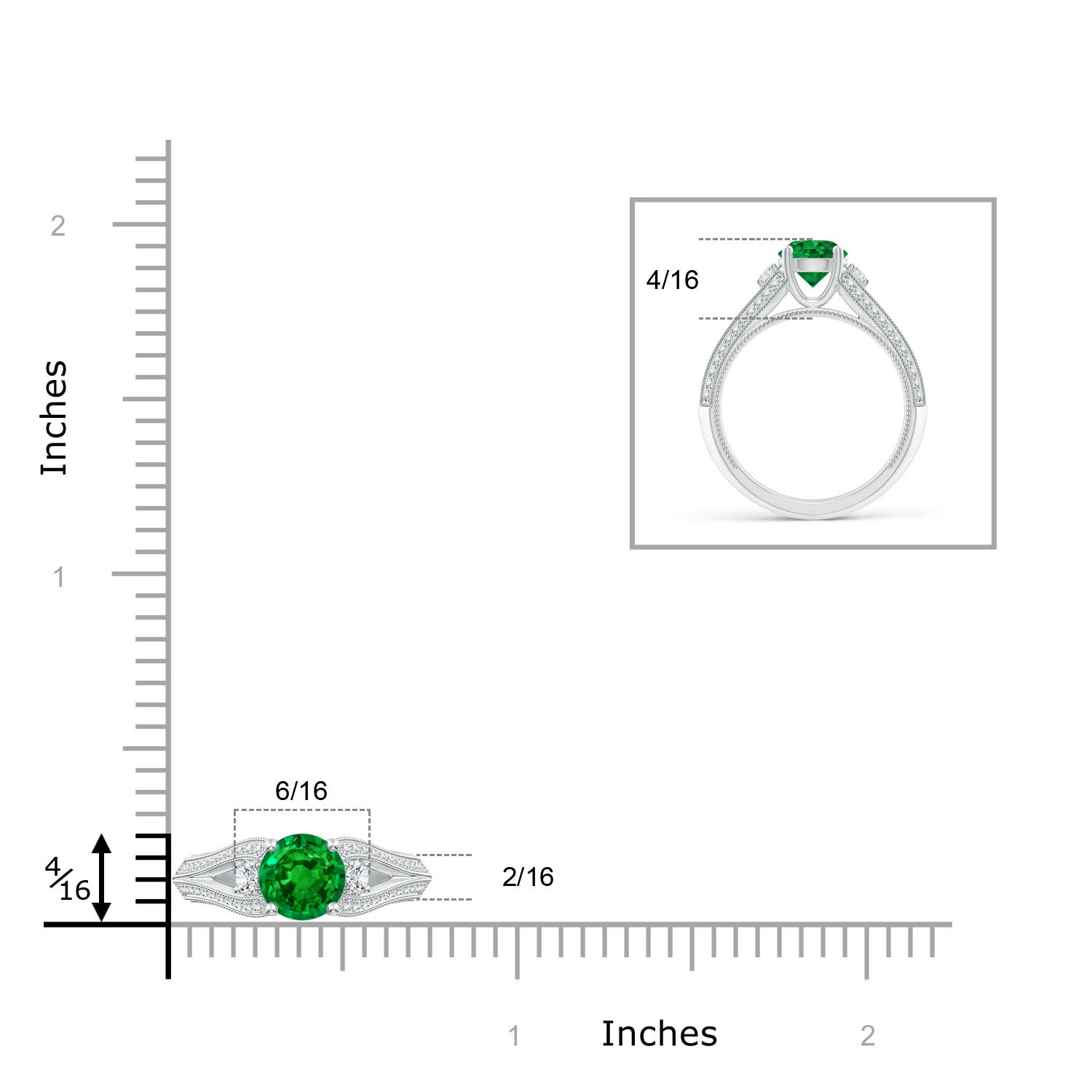 AAAA - Emerald / 1.33 CT / 14 KT White Gold