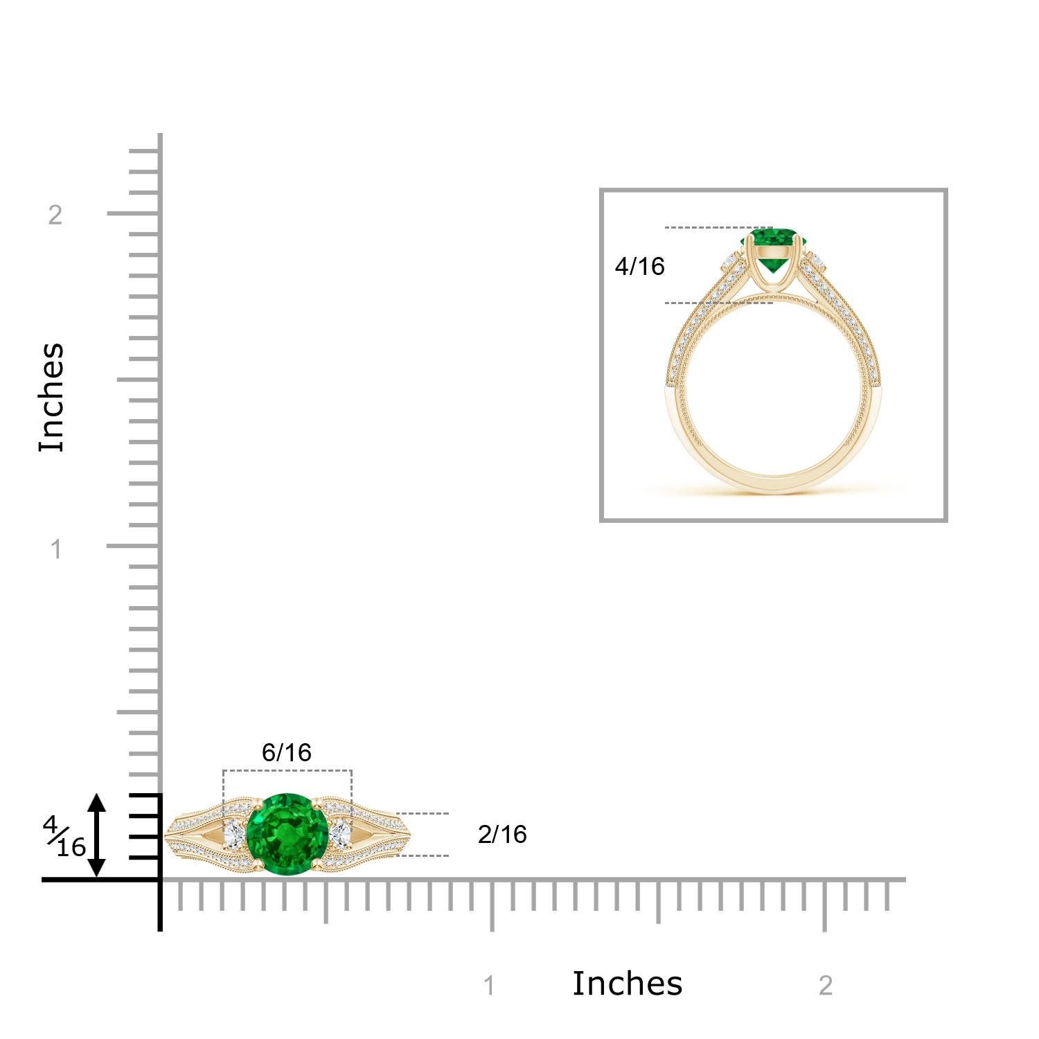 AAAA - Emerald / 1.33 CT / 14 KT Yellow Gold