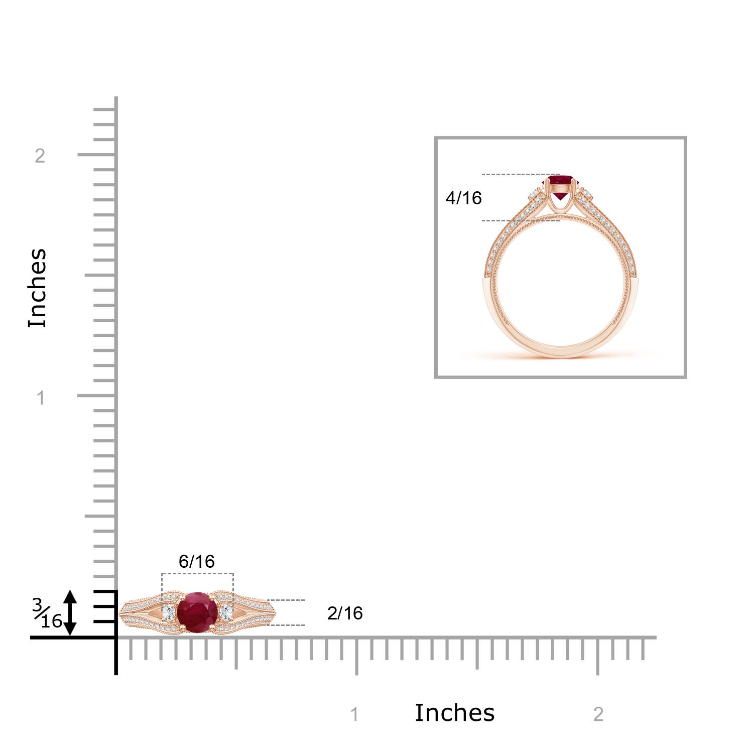 A - Ruby / 0.85 CT / 14 KT Rose Gold