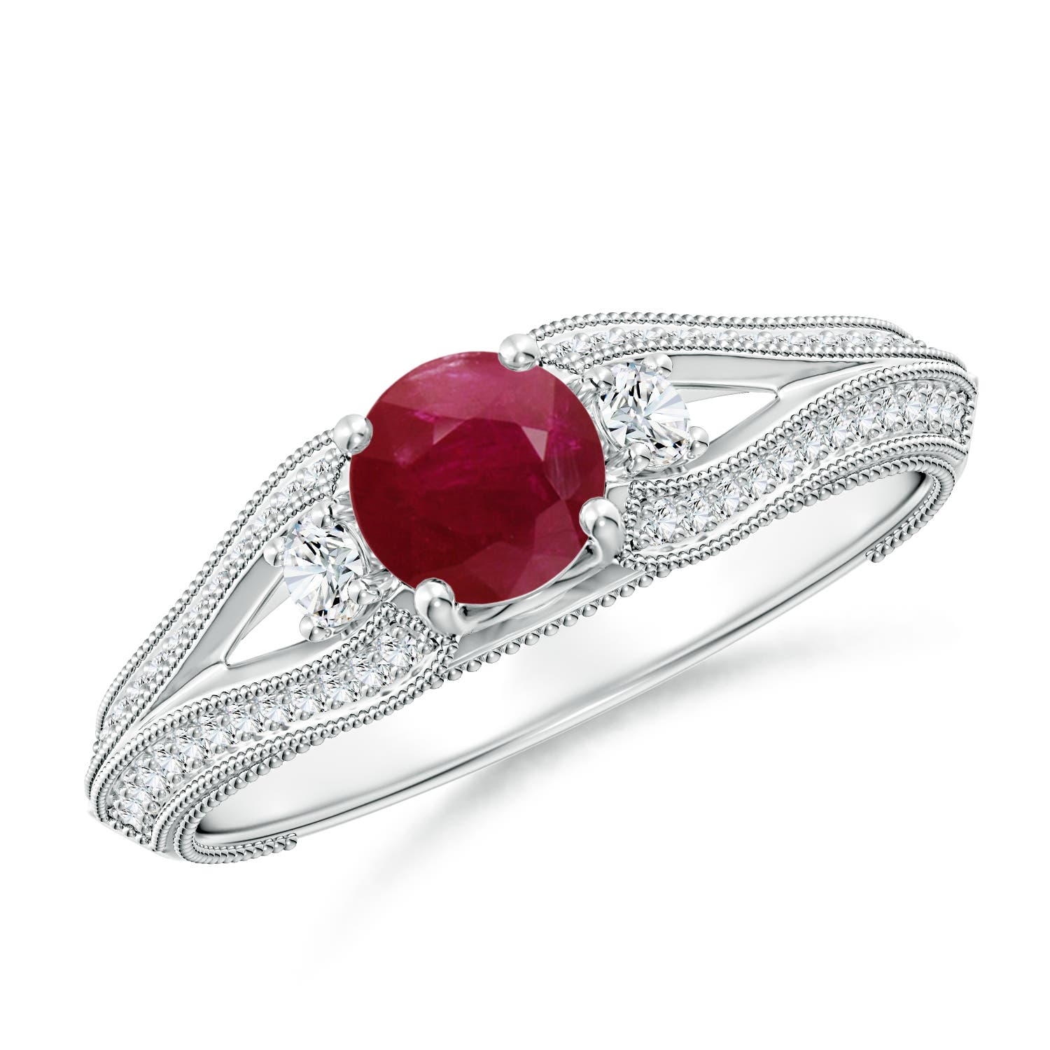 A - Ruby / 0.85 CT / 14 KT White Gold