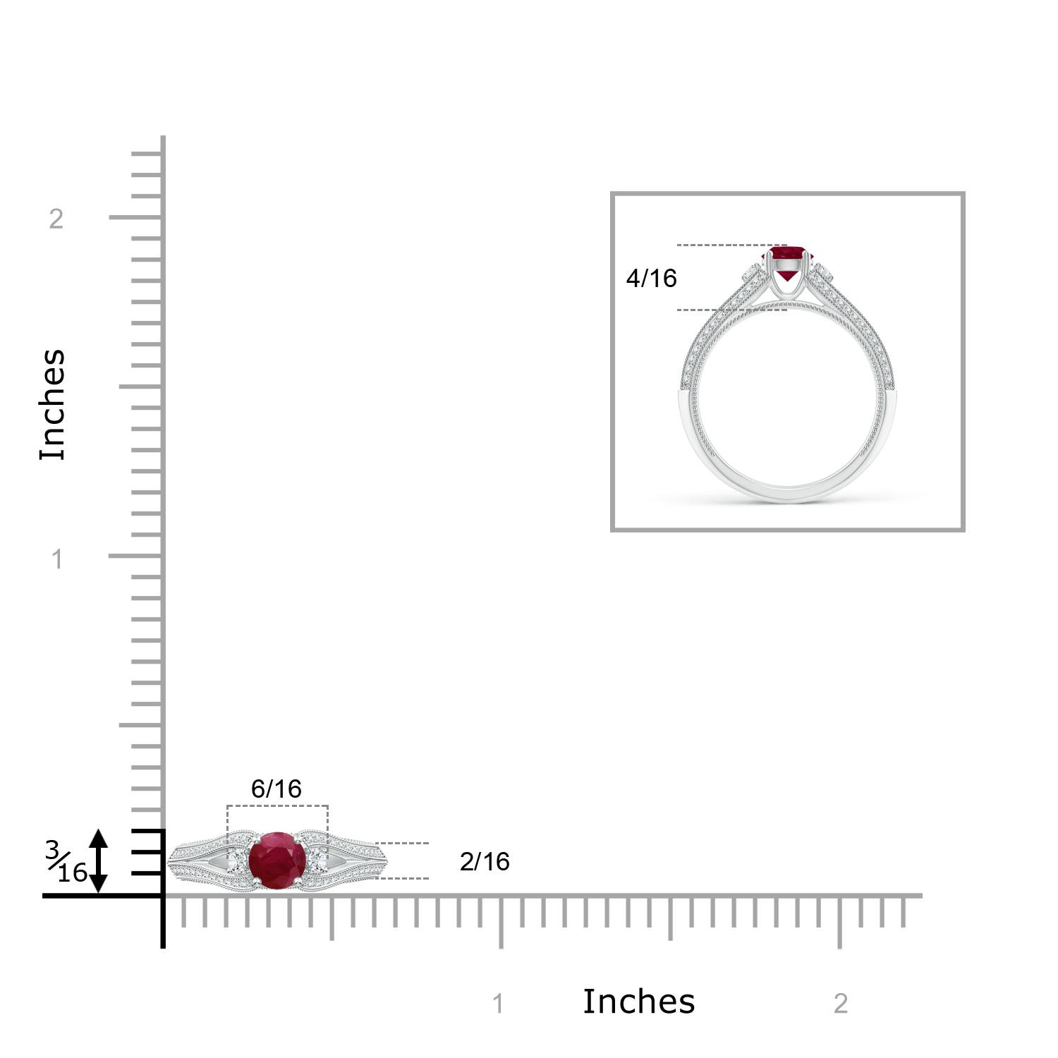 A - Ruby / 0.85 CT / 14 KT White Gold