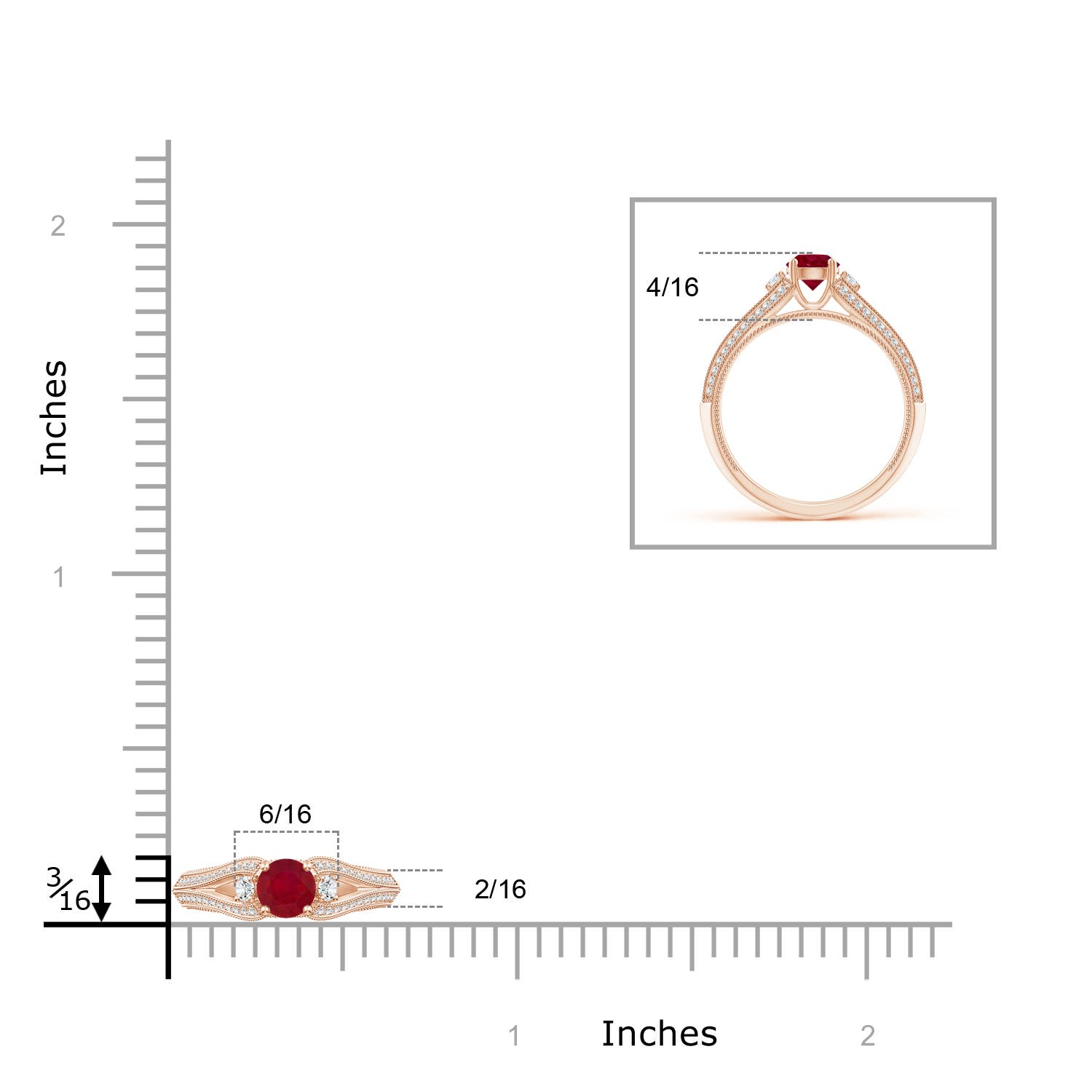 AA - Ruby / 0.85 CT / 14 KT Rose Gold