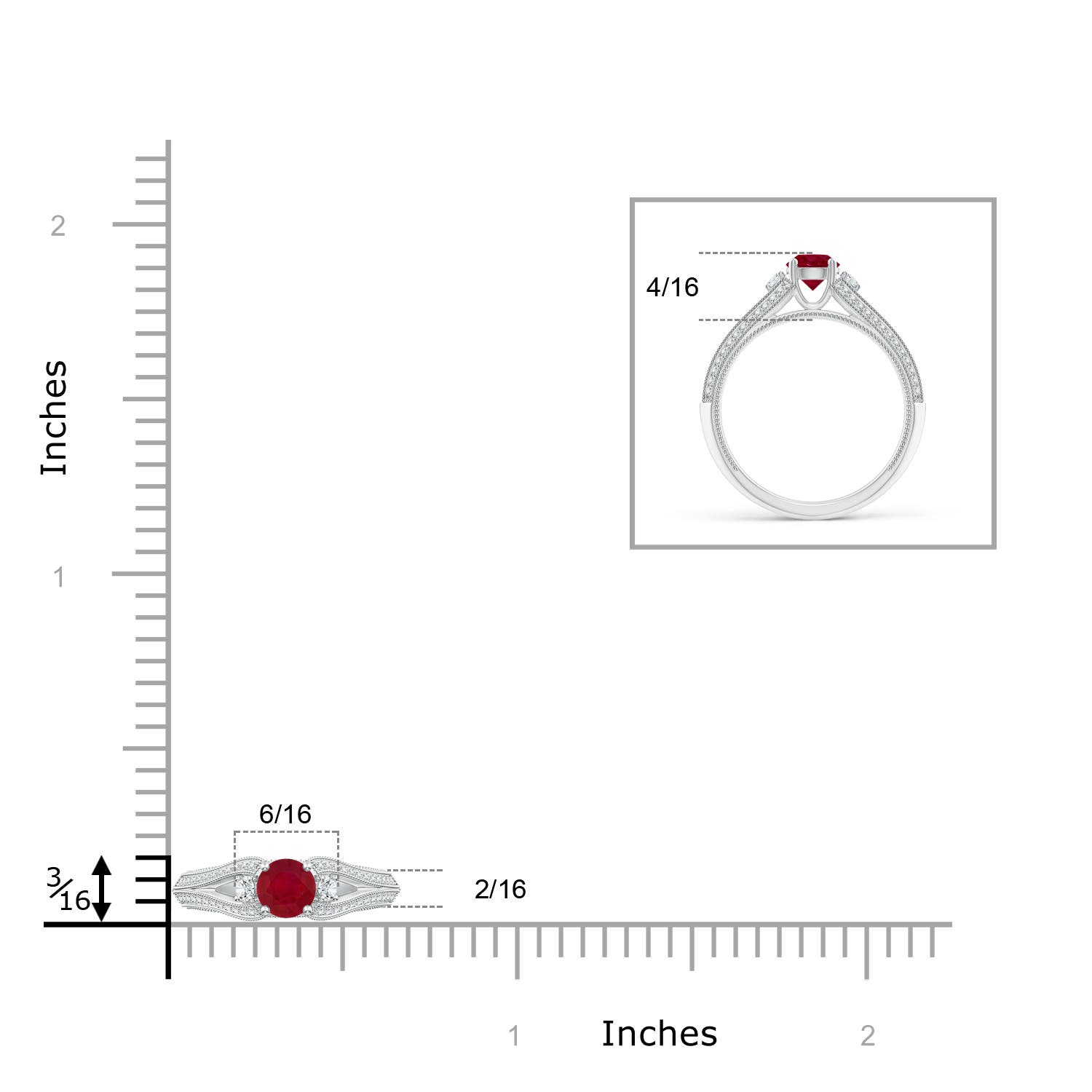 AA - Ruby / 0.85 CT / 14 KT White Gold