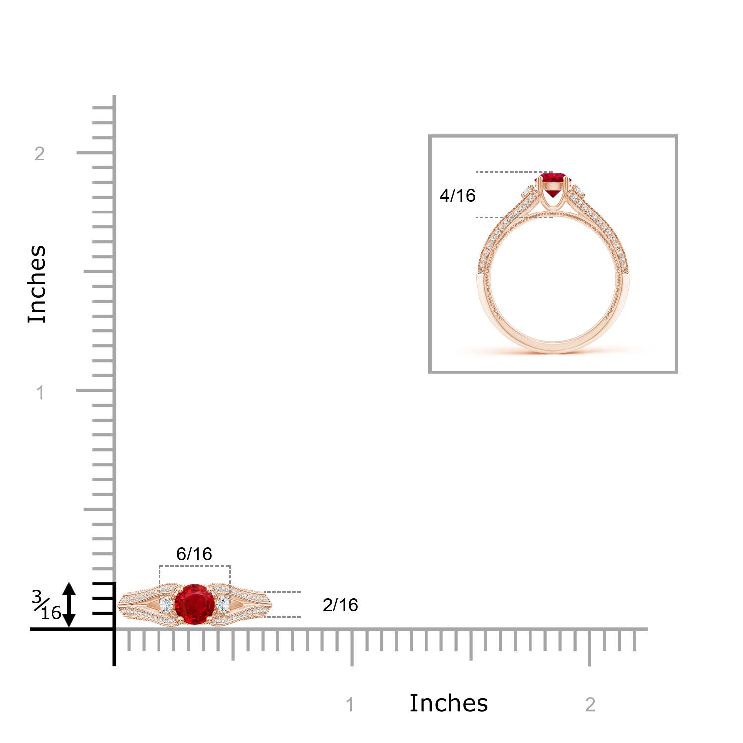 AAA - Ruby / 0.85 CT / 14 KT Rose Gold