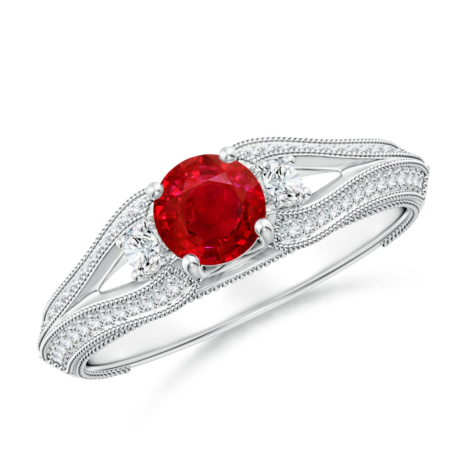 AAA - Ruby / 0.85 CT / 14 KT White Gold