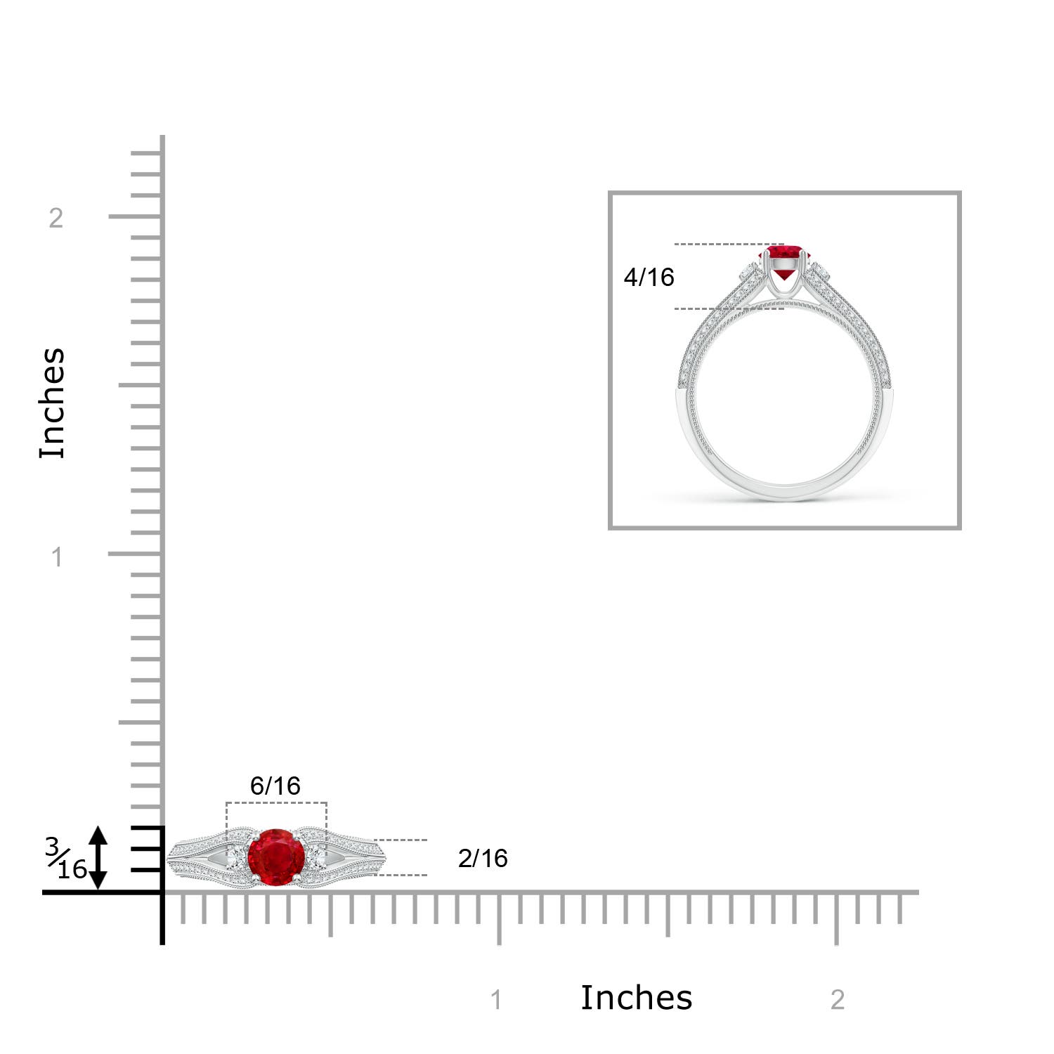 AAA - Ruby / 0.85 CT / 14 KT White Gold