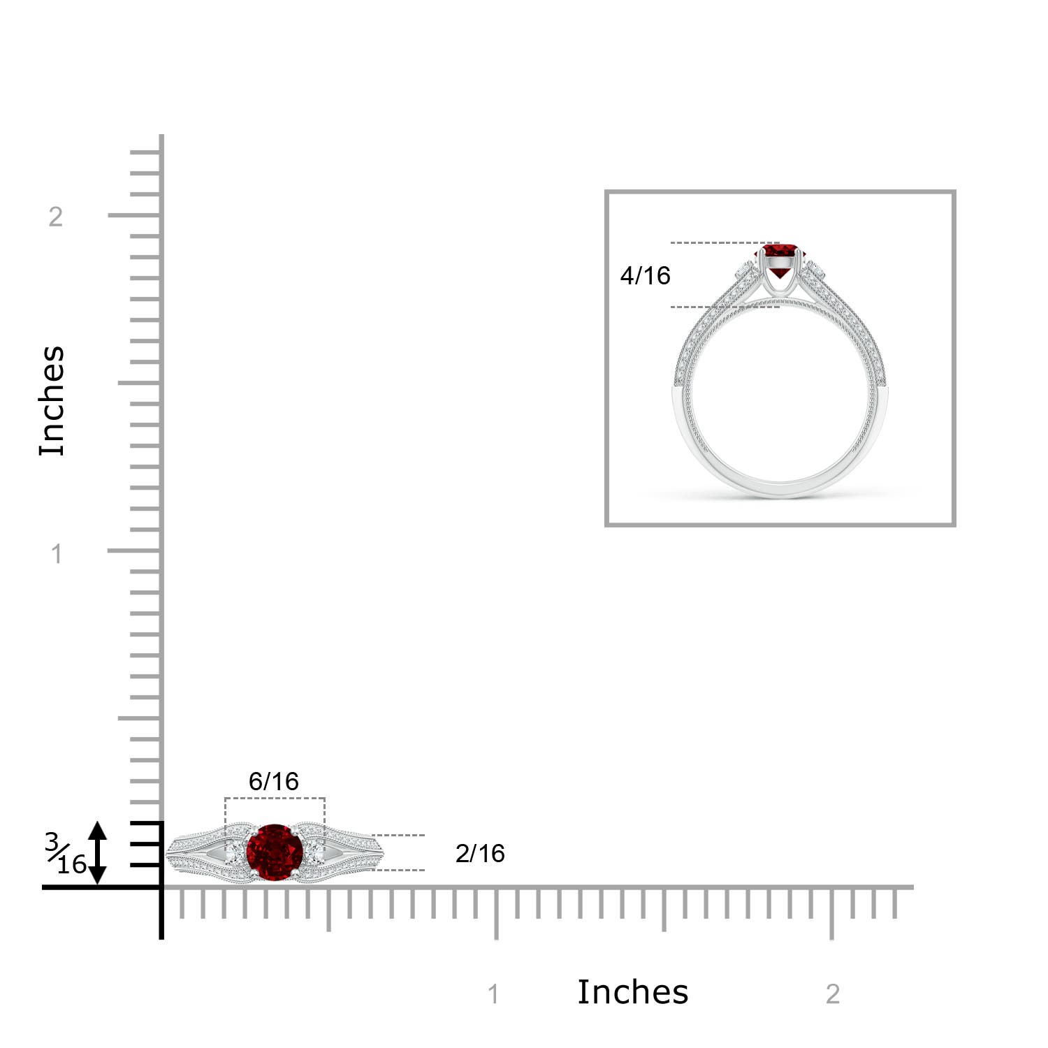 AAAA - Ruby / 0.85 CT / 14 KT White Gold