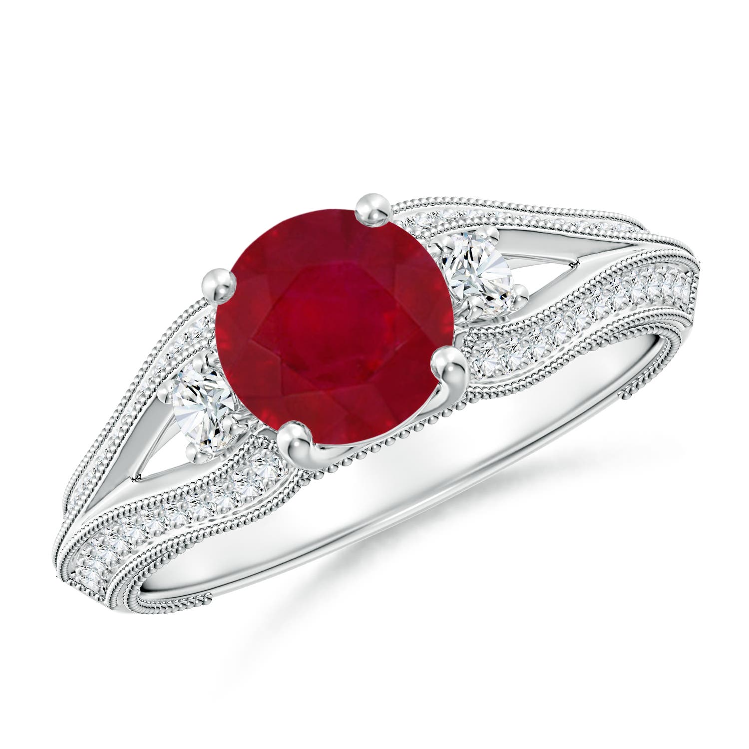 AA - Ruby / 1.58 CT / 14 KT White Gold