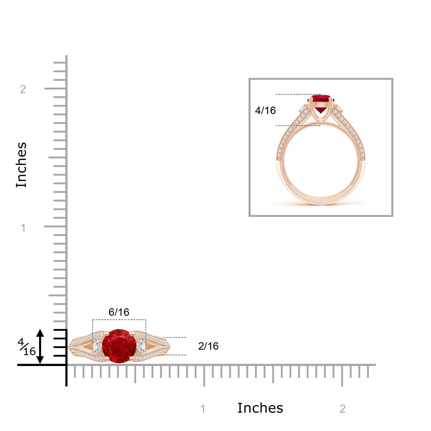 AAA - Ruby / 1.58 CT / 14 KT Rose Gold