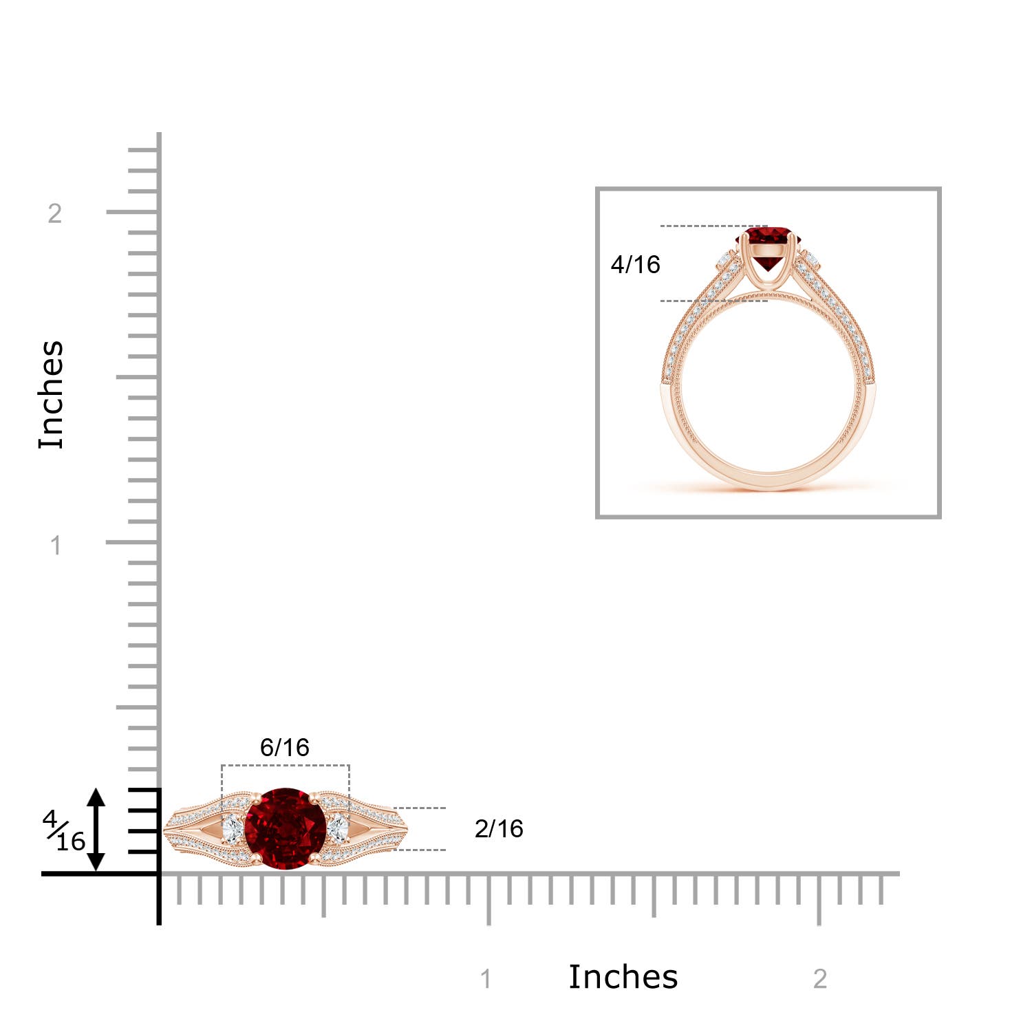 AAAA - Ruby / 1.58 CT / 14 KT Rose Gold