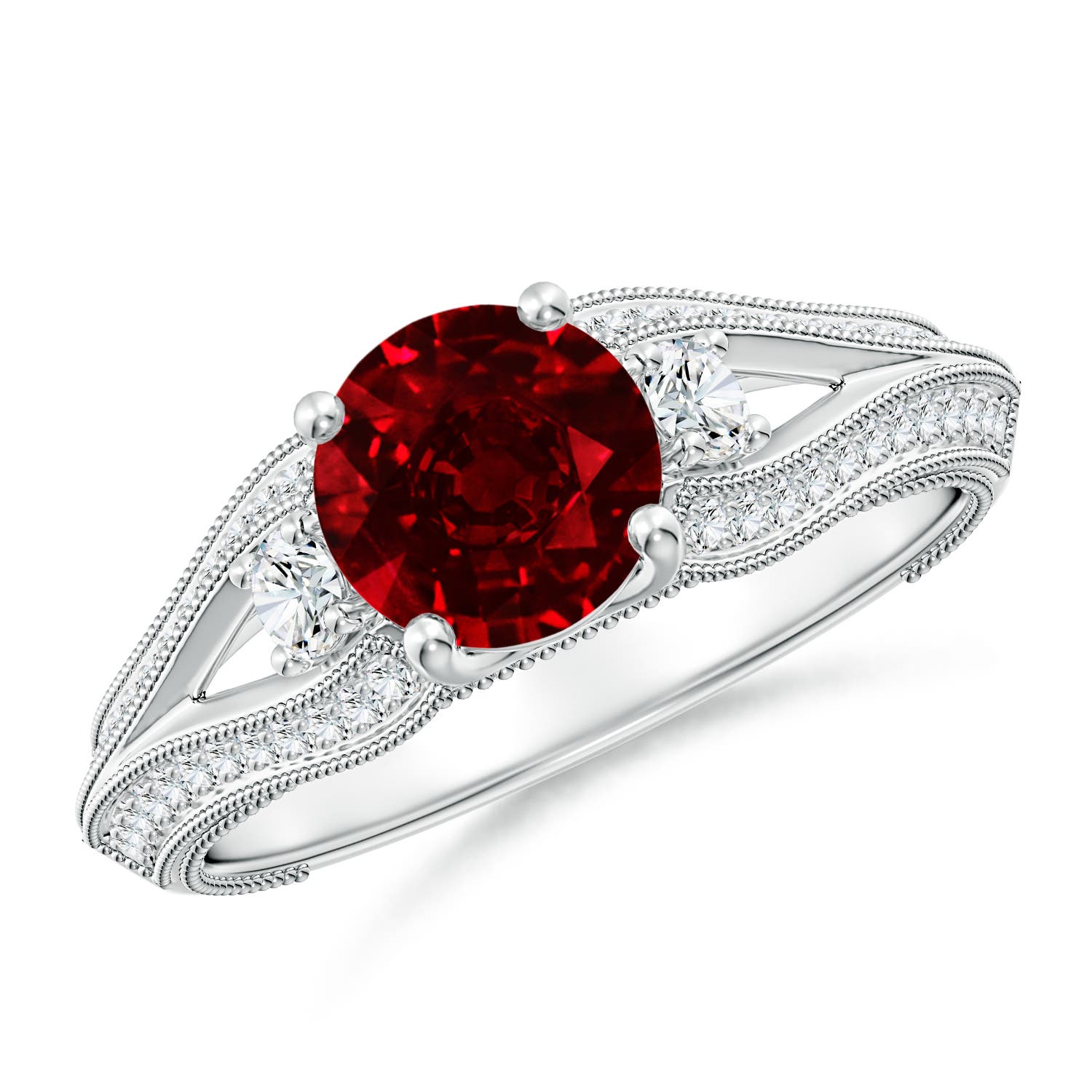 AAAA - Ruby / 1.58 CT / 14 KT White Gold