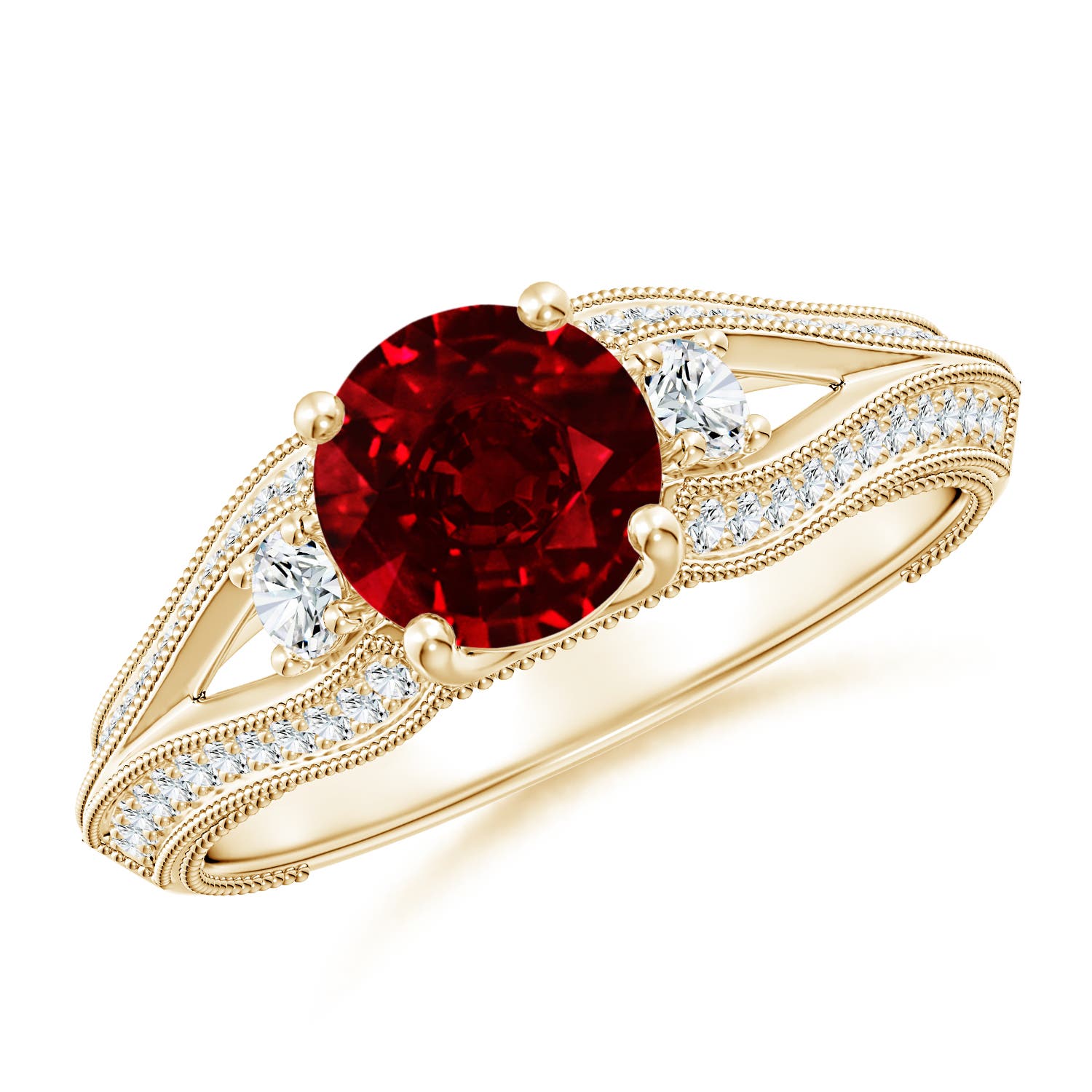 AAAA - Ruby / 1.58 CT / 14 KT Yellow Gold