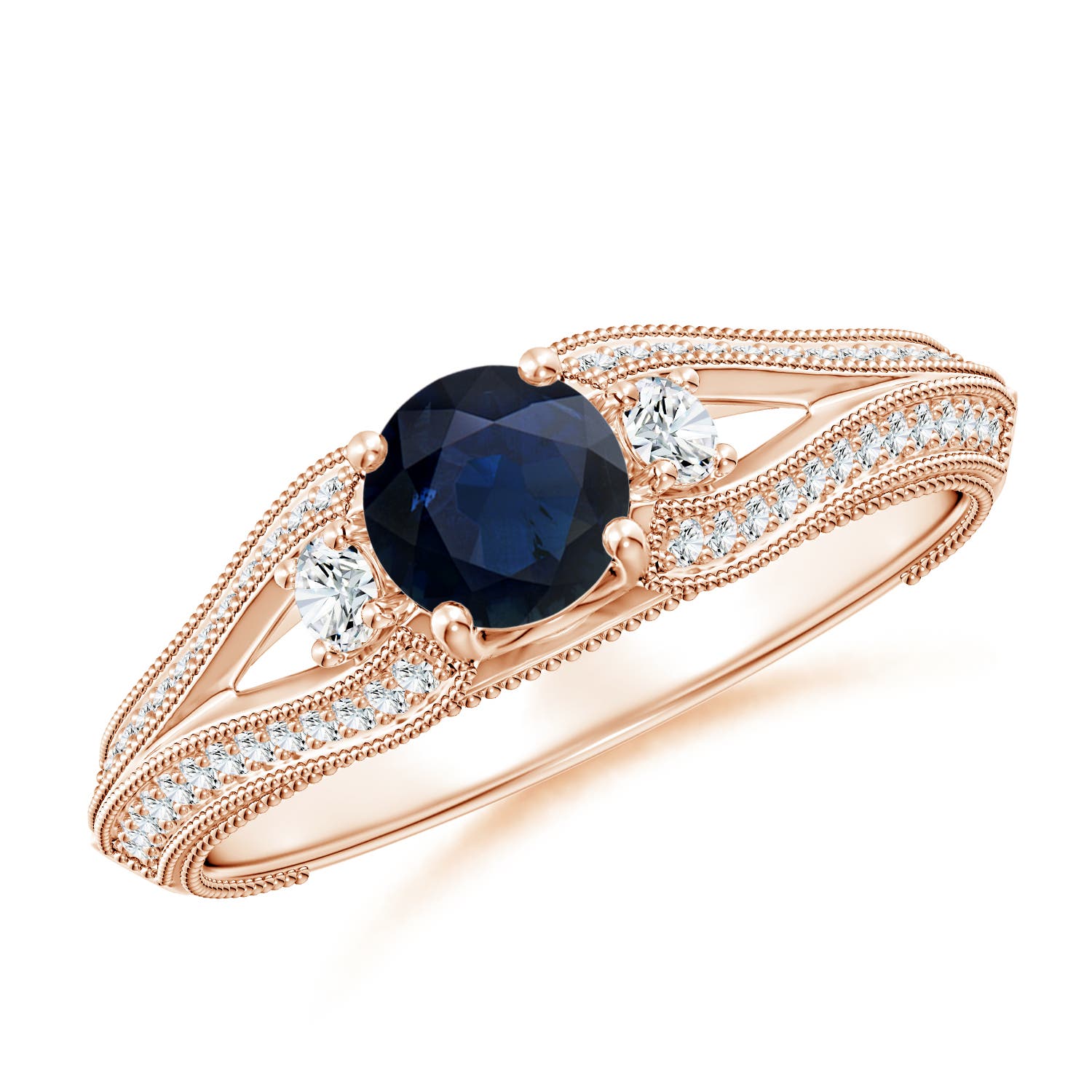 A - Blue Sapphire / 0.85 CT / 14 KT Rose Gold