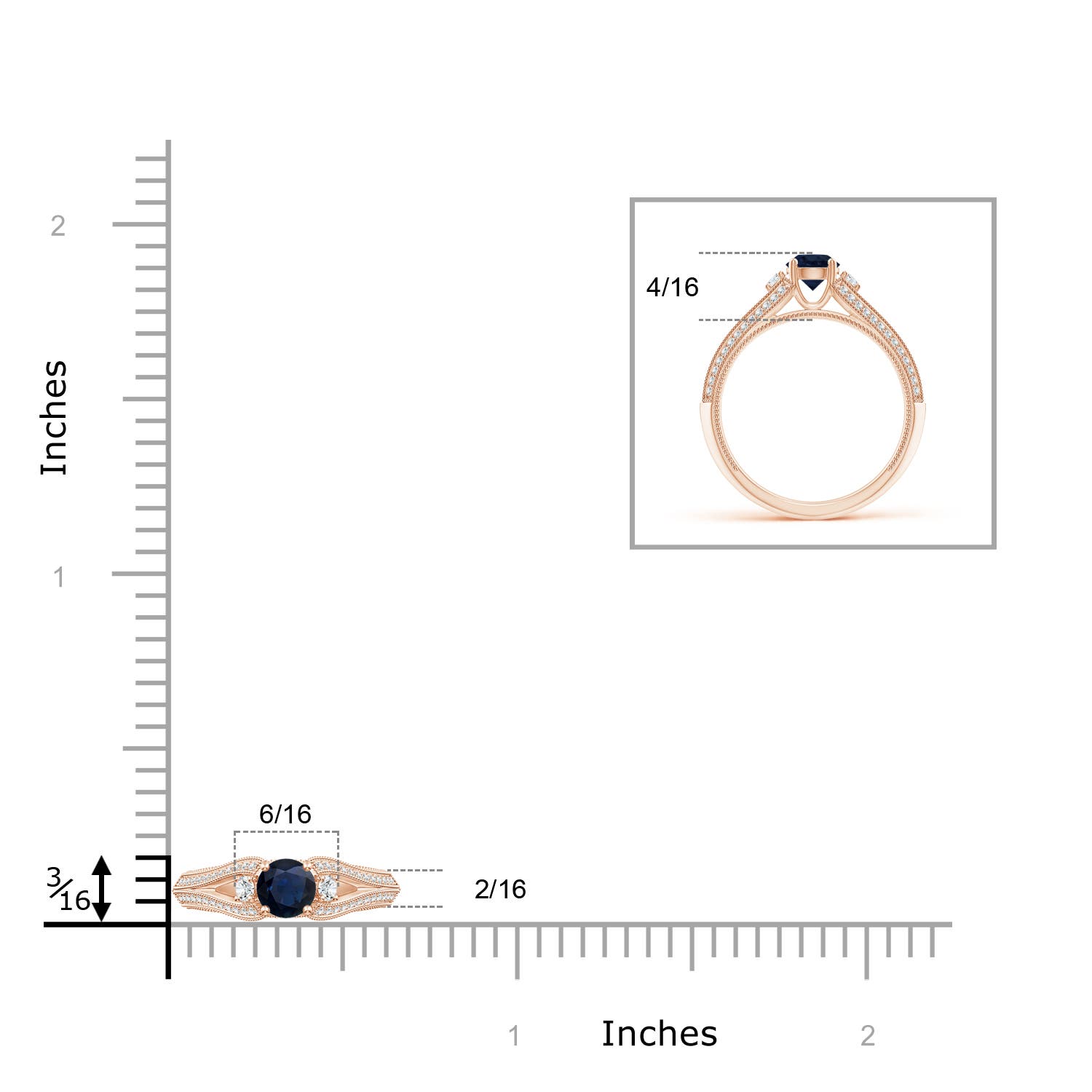 A - Blue Sapphire / 0.85 CT / 14 KT Rose Gold