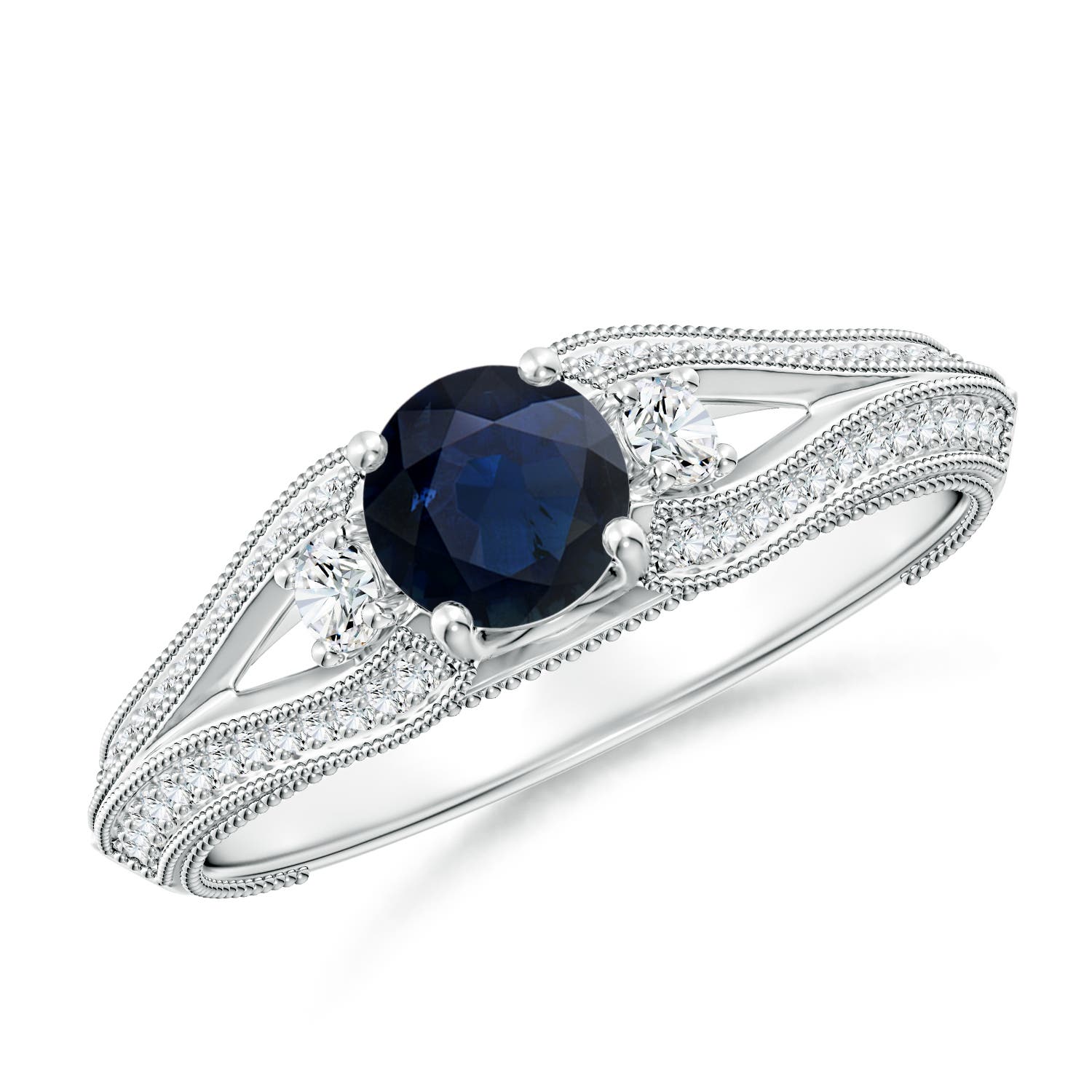 A - Blue Sapphire / 0.85 CT / 14 KT White Gold