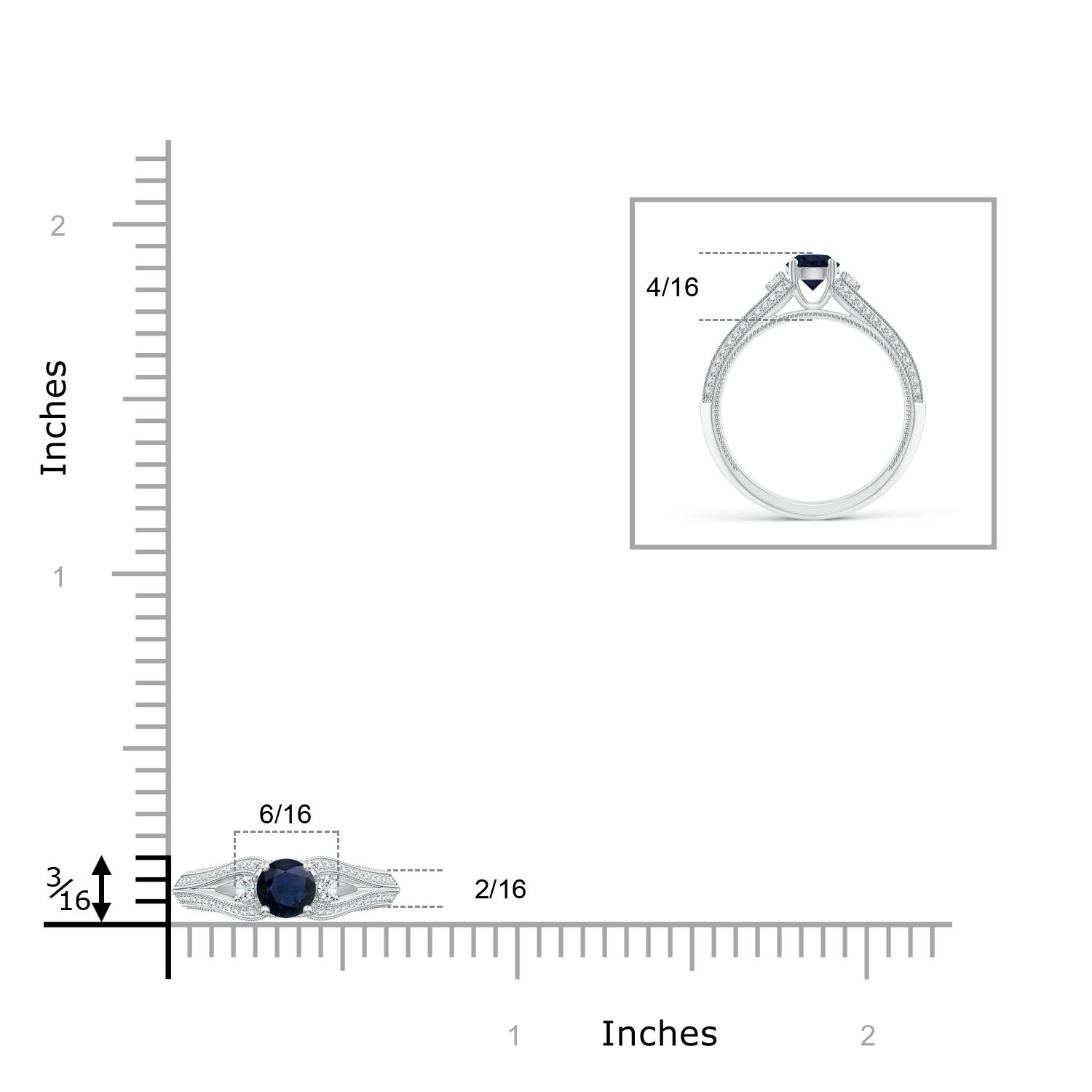 A - Blue Sapphire / 0.85 CT / 14 KT White Gold