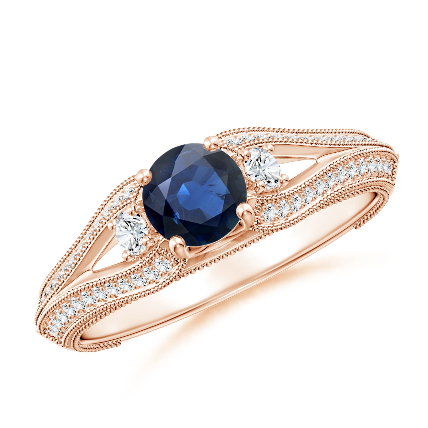 AA - Blue Sapphire / 0.85 CT / 14 KT Rose Gold