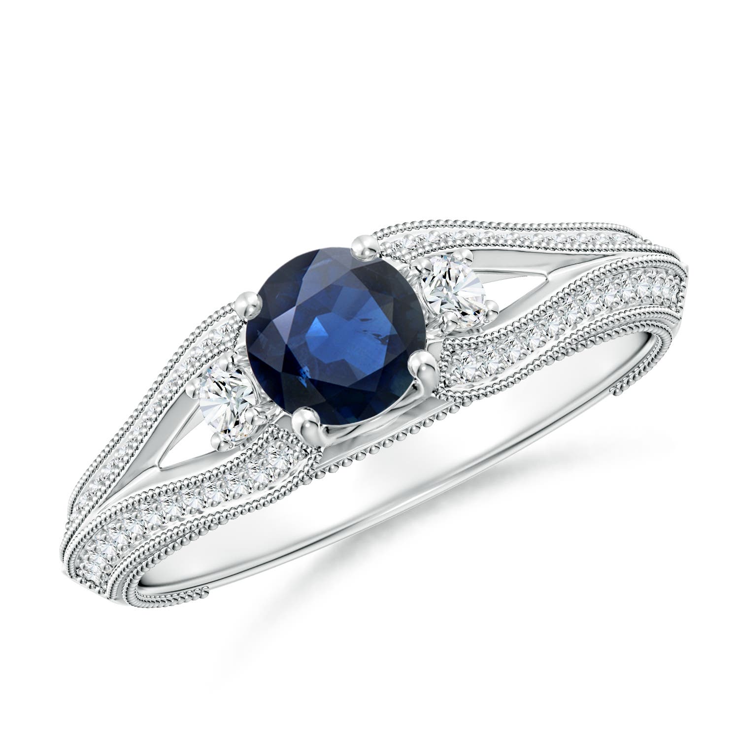 AA - Blue Sapphire / 0.85 CT / 14 KT White Gold