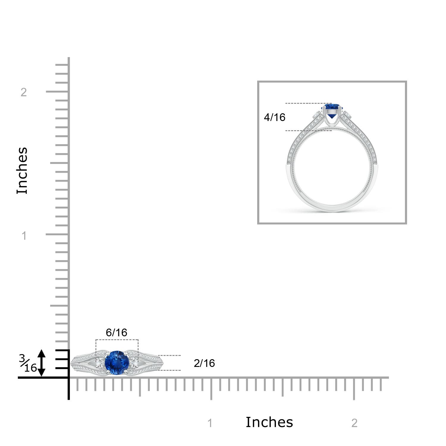 AAA - Blue Sapphire / 0.85 CT / 14 KT White Gold