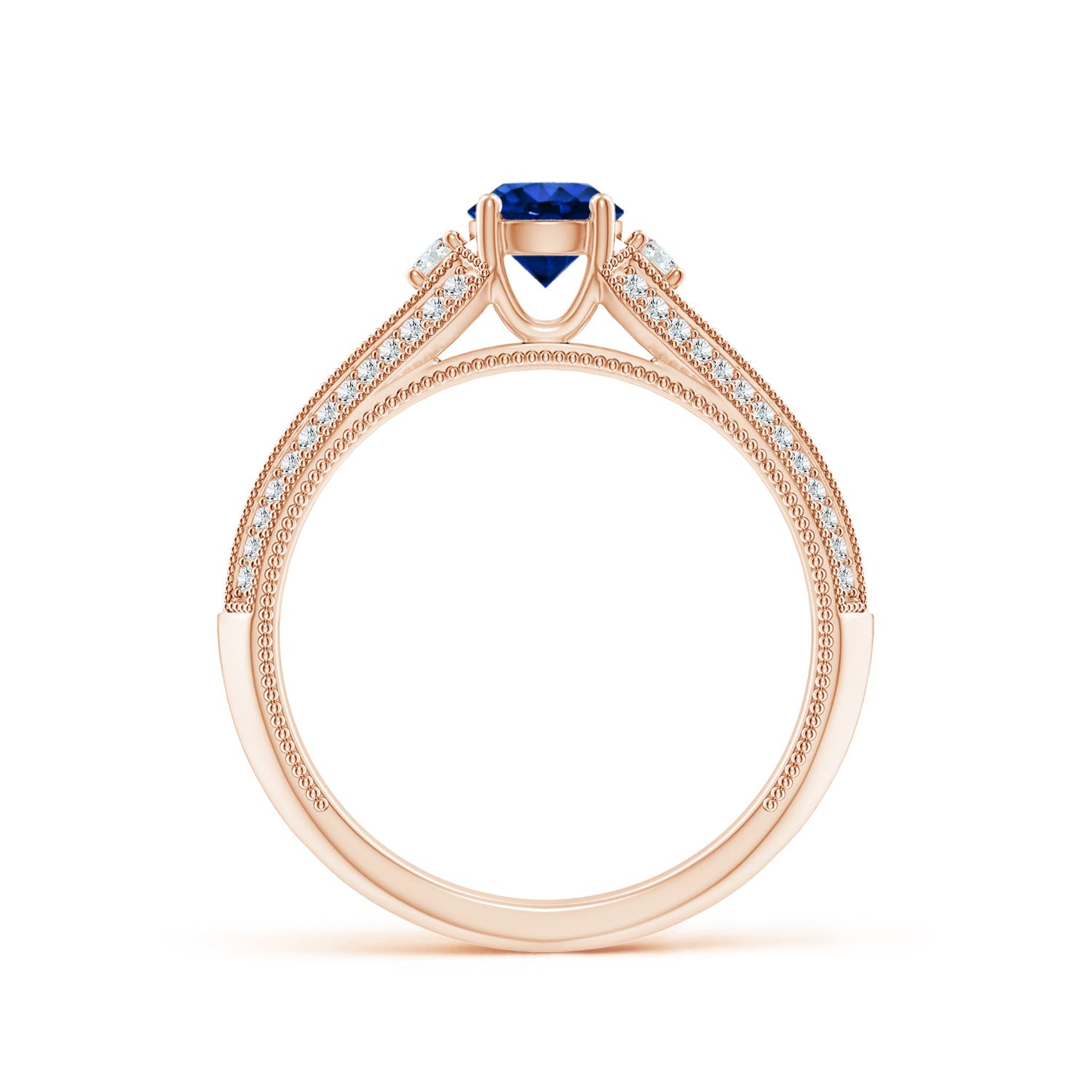 AAAA - Blue Sapphire / 0.85 CT / 14 KT Rose Gold