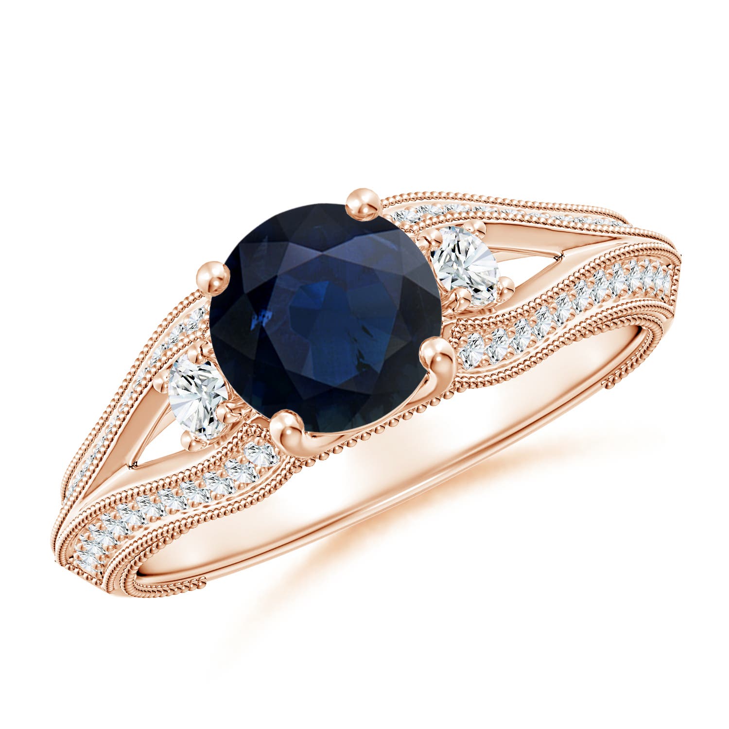 A - Blue Sapphire / 1.58 CT / 14 KT Rose Gold