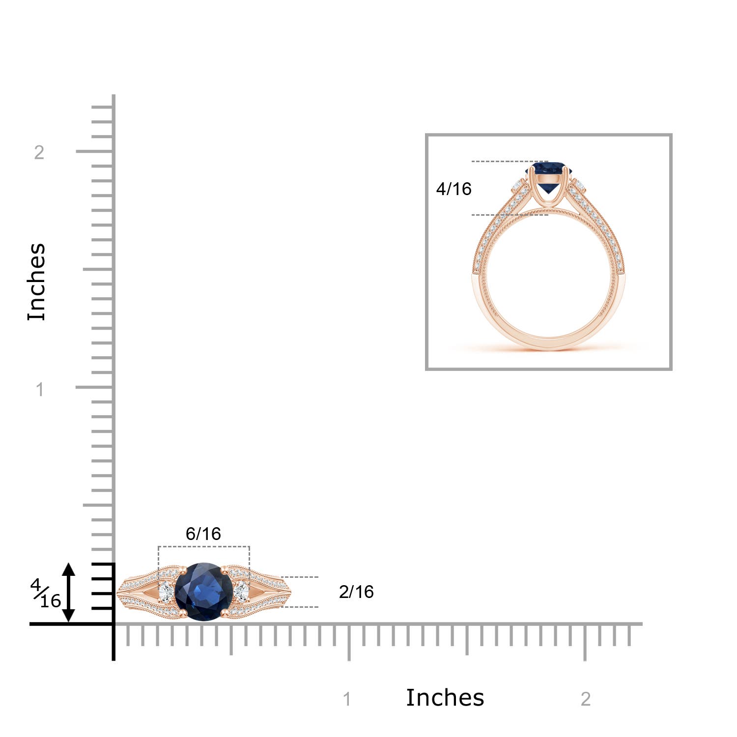 AA - Blue Sapphire / 1.58 CT / 14 KT Rose Gold