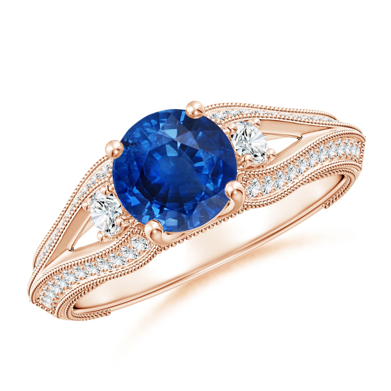 AAA - Blue Sapphire / 1.58 CT / 14 KT Rose Gold