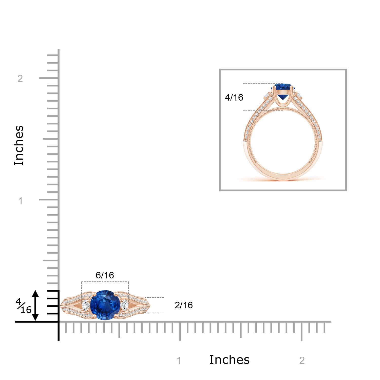 AAA - Blue Sapphire / 1.58 CT / 14 KT Rose Gold